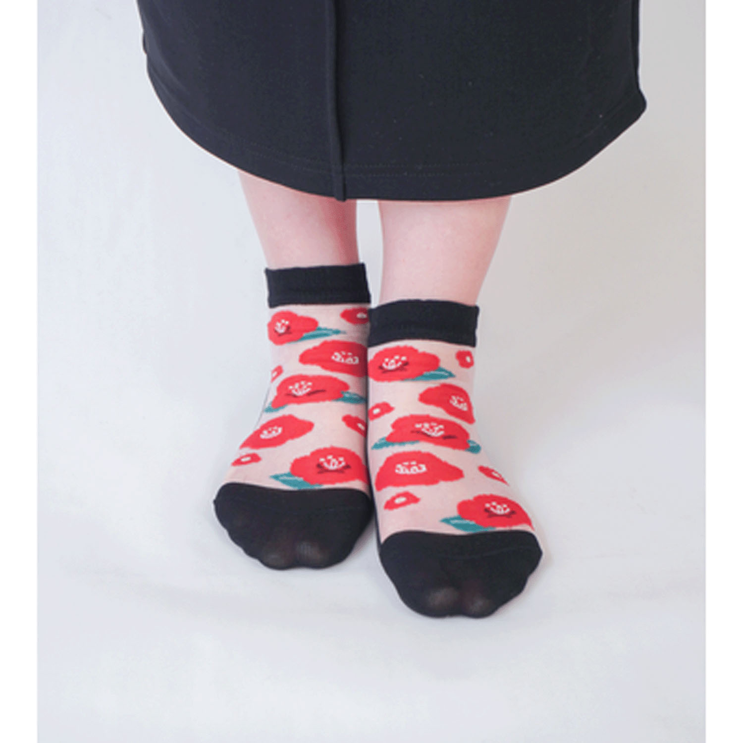 25SS新シリーズ シースルーソックス 和モダン 椿柄【在庫限り】 - 画像8