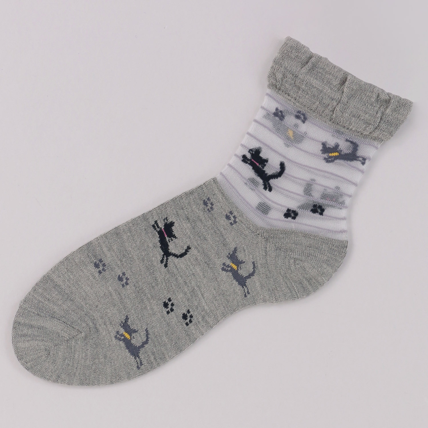 シースルーソックス ほんのきもち 毛混  キャット 靴下【在庫限り】 - 画像2