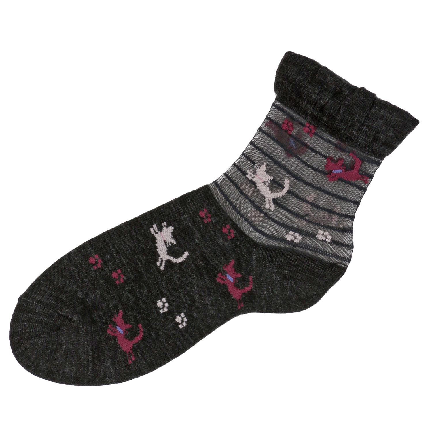 シースルーソックス ほんのきもち 毛混  キャット 靴下【在庫限り】 - 画像3