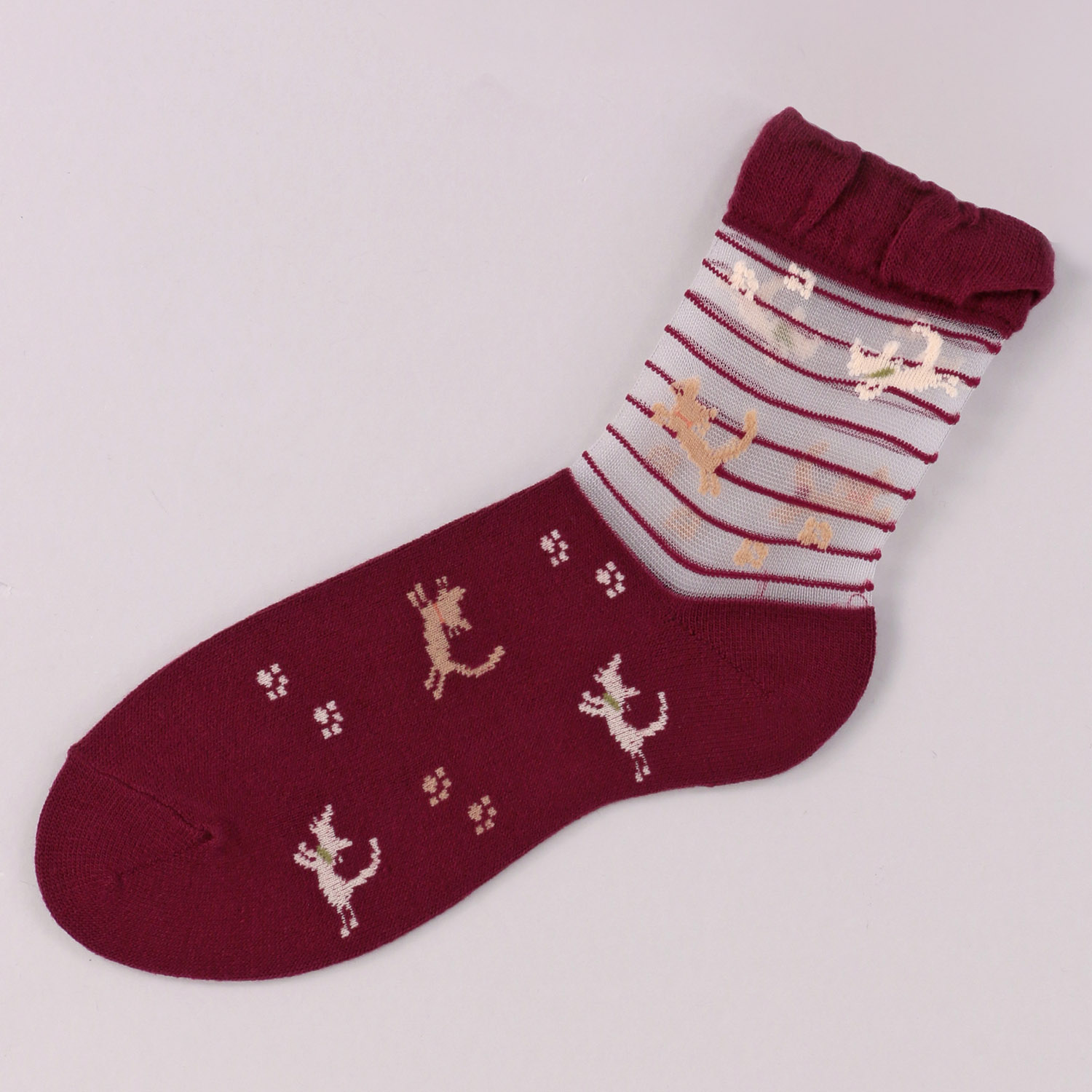 シースルーソックス ほんのきもち 毛混  キャット 靴下【在庫限り】 - 画像5