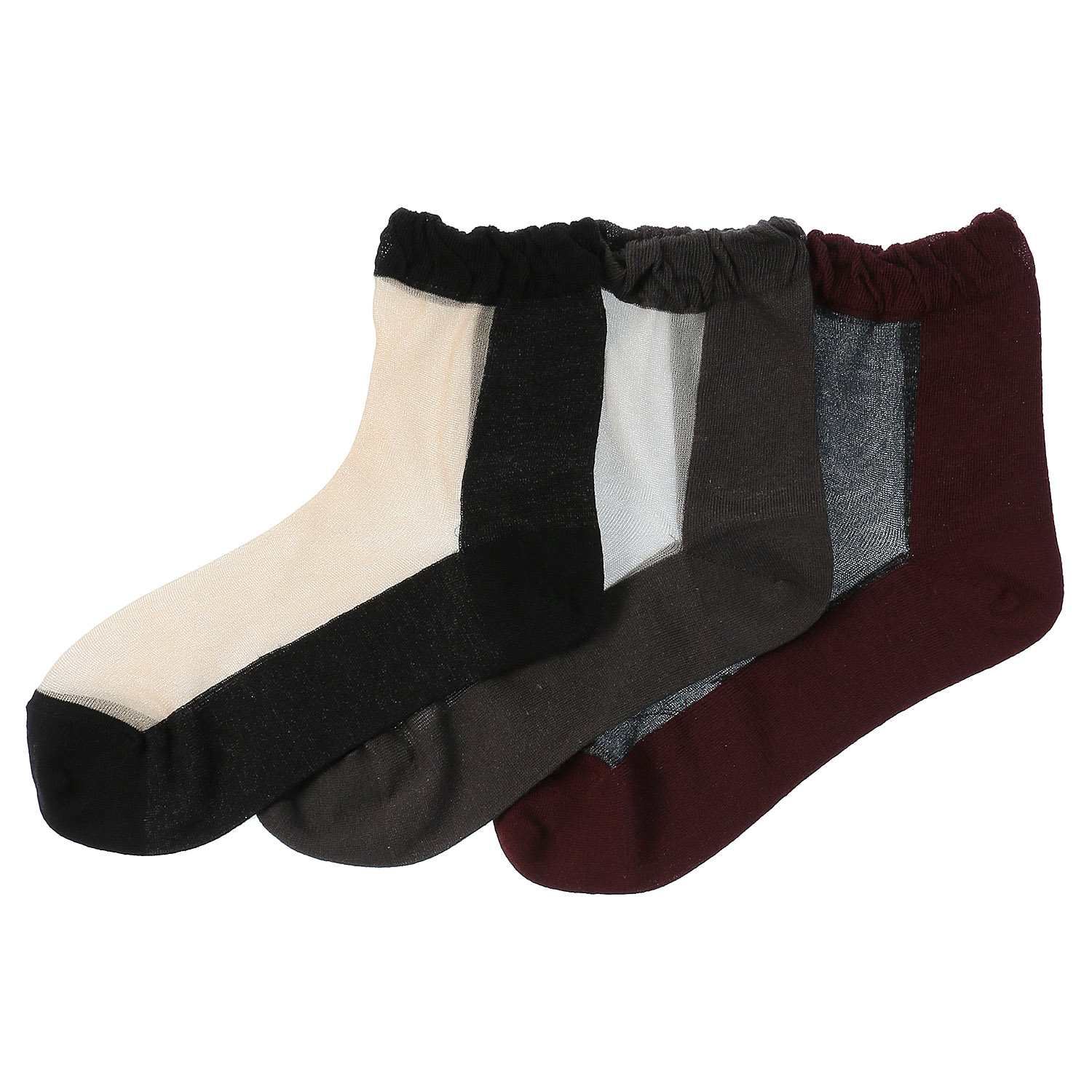 やわらかナイロン シースルーソックス  バイカラー【在庫限り】 - 画像1