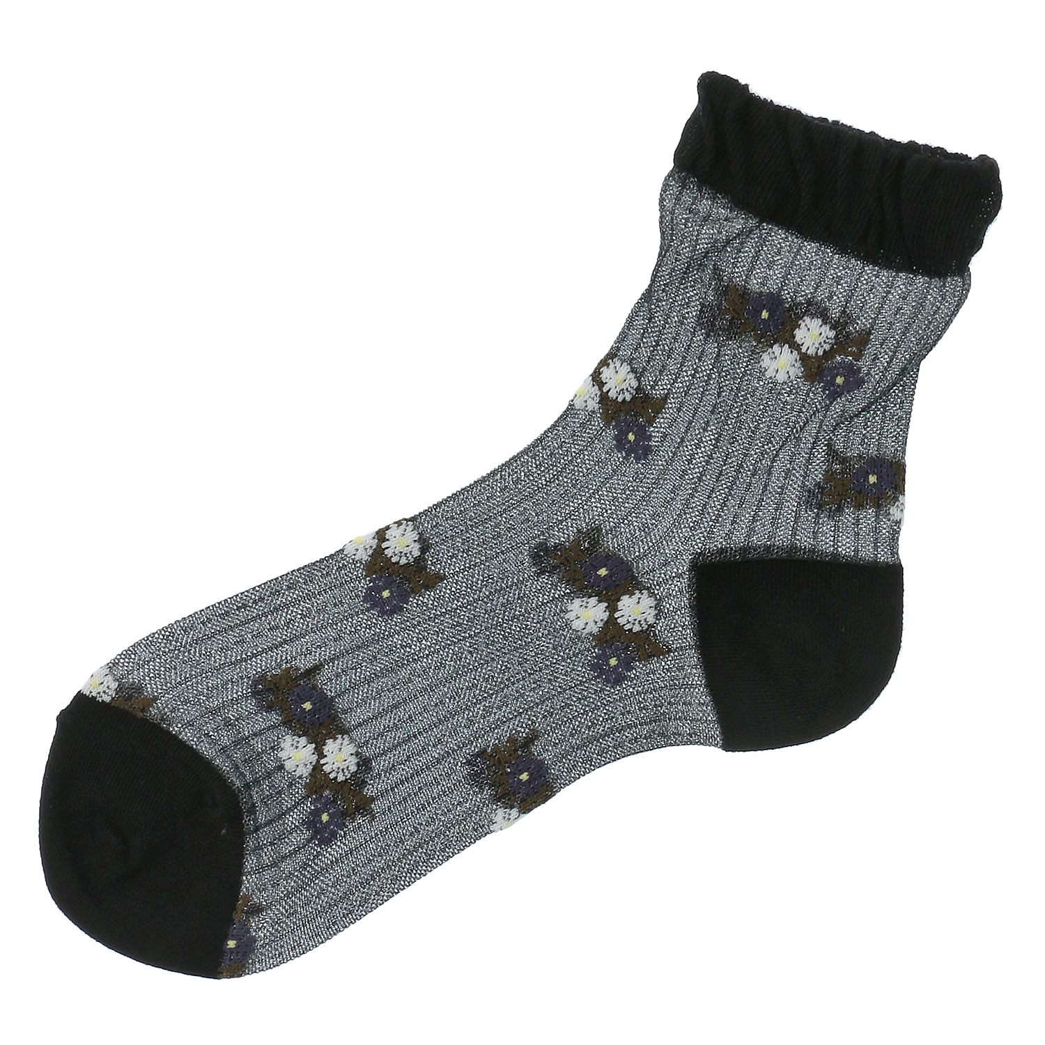 やわらかナイロン シースルーソックス  ストライプお花柄【在庫限り】 - 画像4