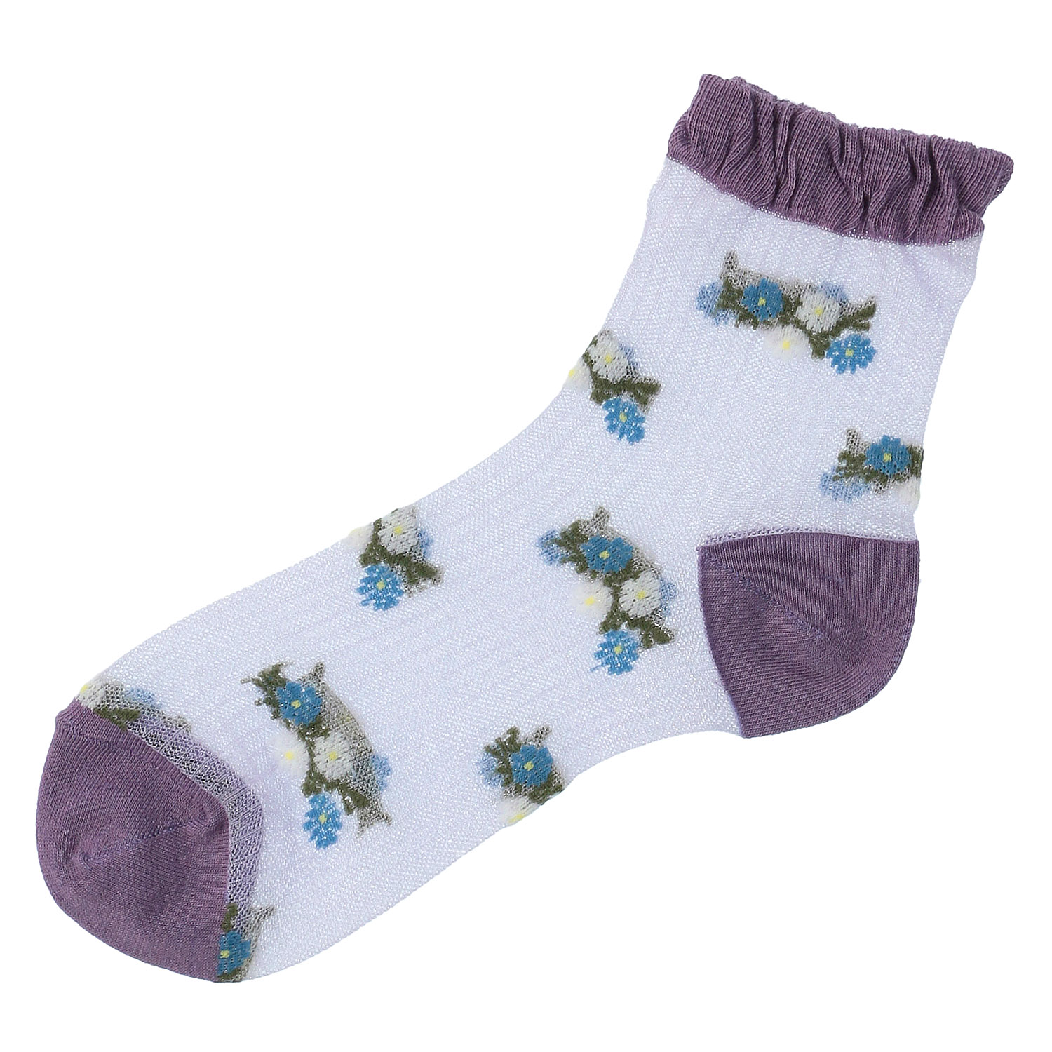 やわらかナイロン シースルーソックス  ストライプお花柄【在庫限り】 - 画像6