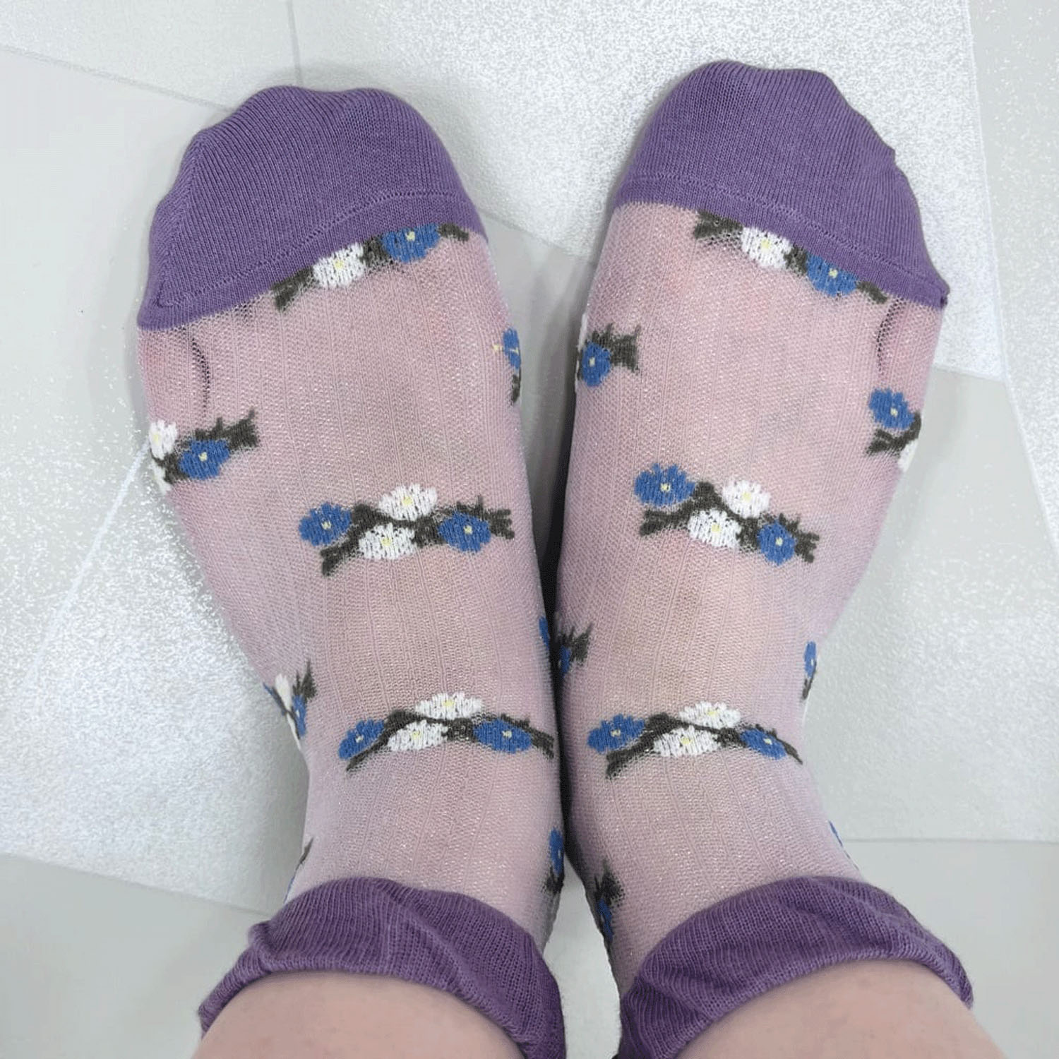 やわらかナイロン シースルーソックス  ストライプお花柄【在庫限り】 - 画像8