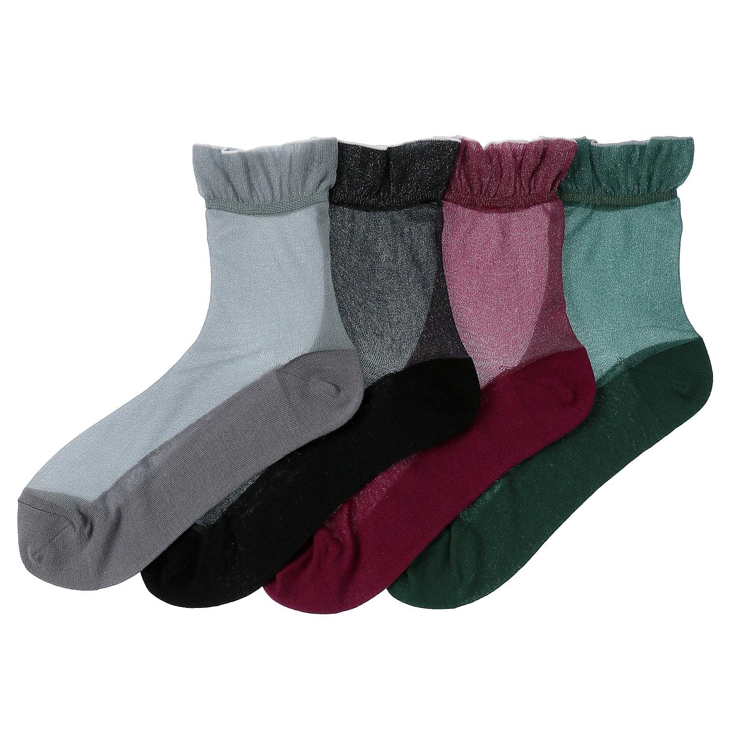 やわらかナイロン シースルーソックス  ラメ無地【在庫限り】