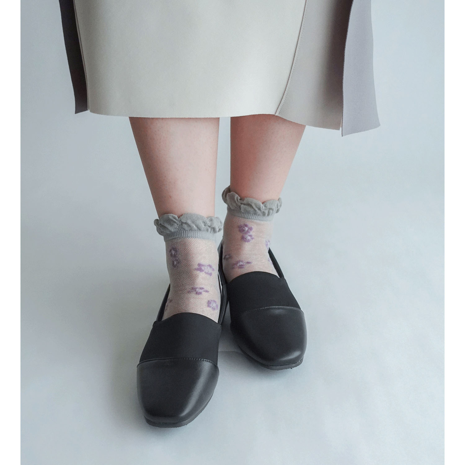 やわらかナイロン シースルーソックス  お花柄【在庫限り】 - 画像4