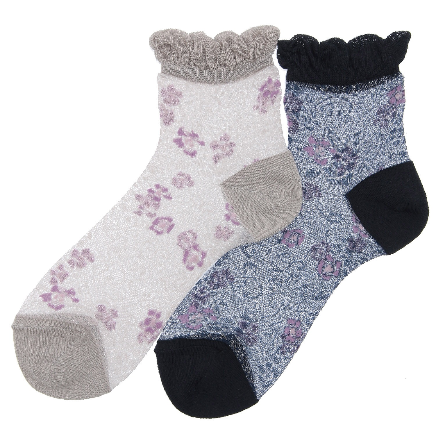 やわらかナイロン シースルーソックス  お花柄【在庫限り】 - 画像1