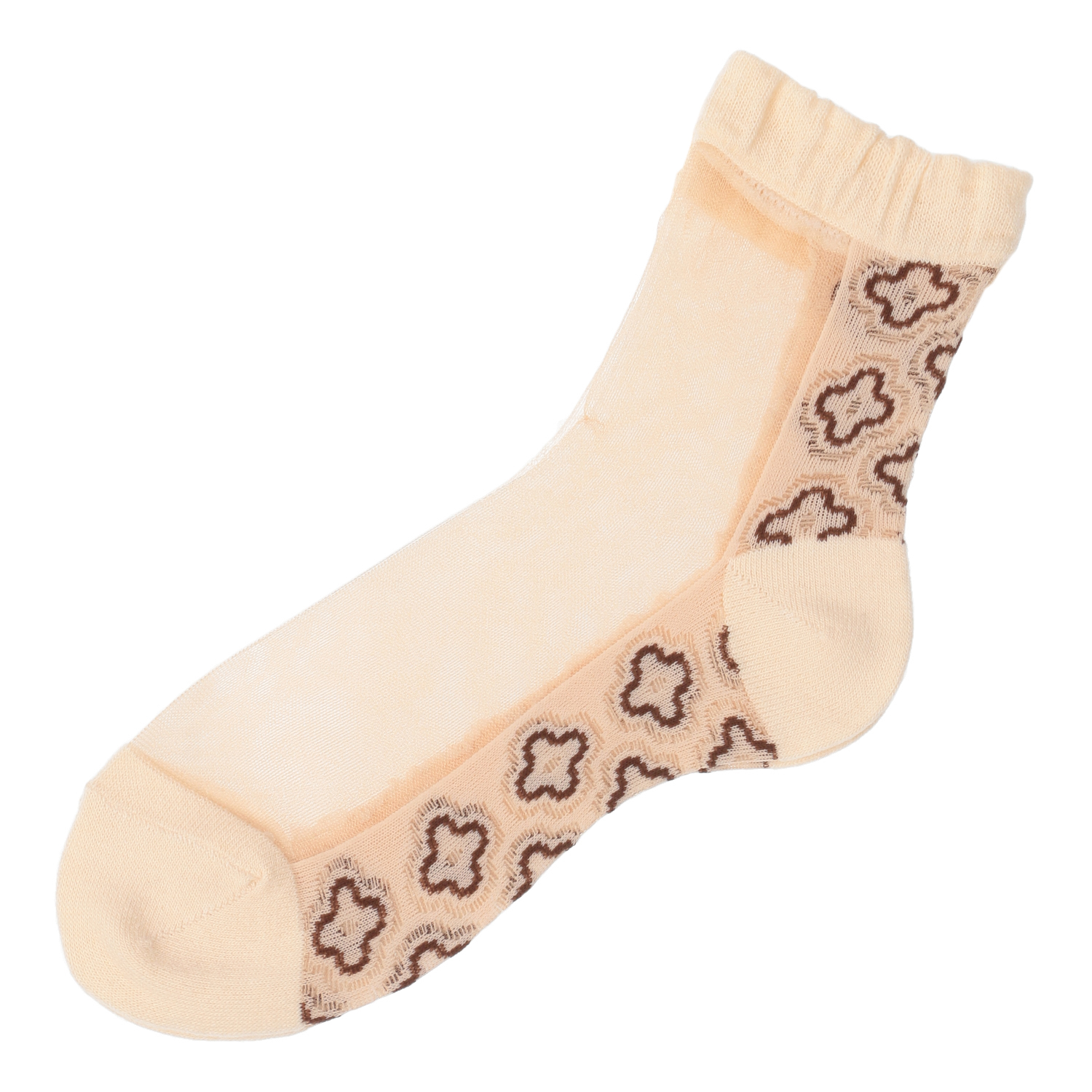 シースルーソックス カシミヤ混 幾何学柄 - 画像2