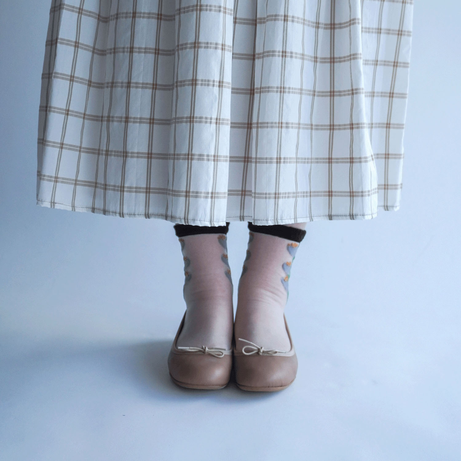 北欧調  お花柄 シースルーソックス - 画像12