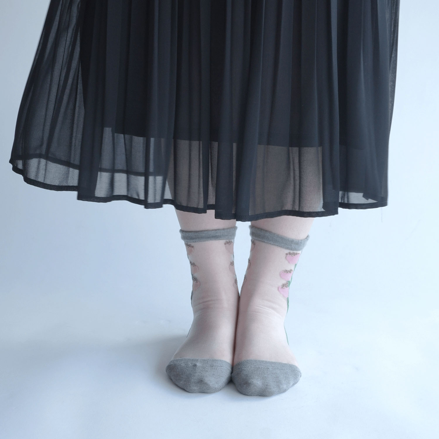 北欧調  お花柄 シースルーソックス - 画像4