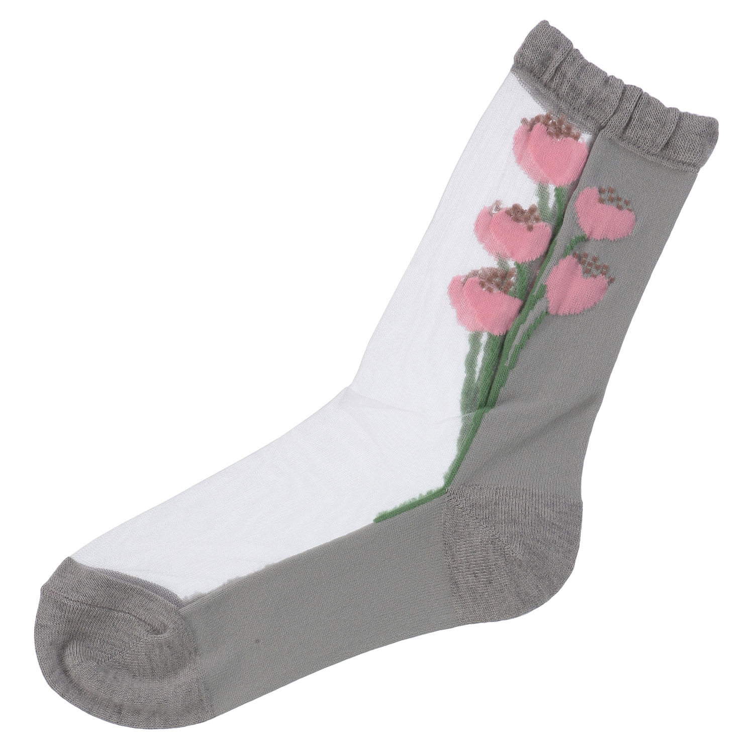 北欧調  お花柄 シースルーソックス