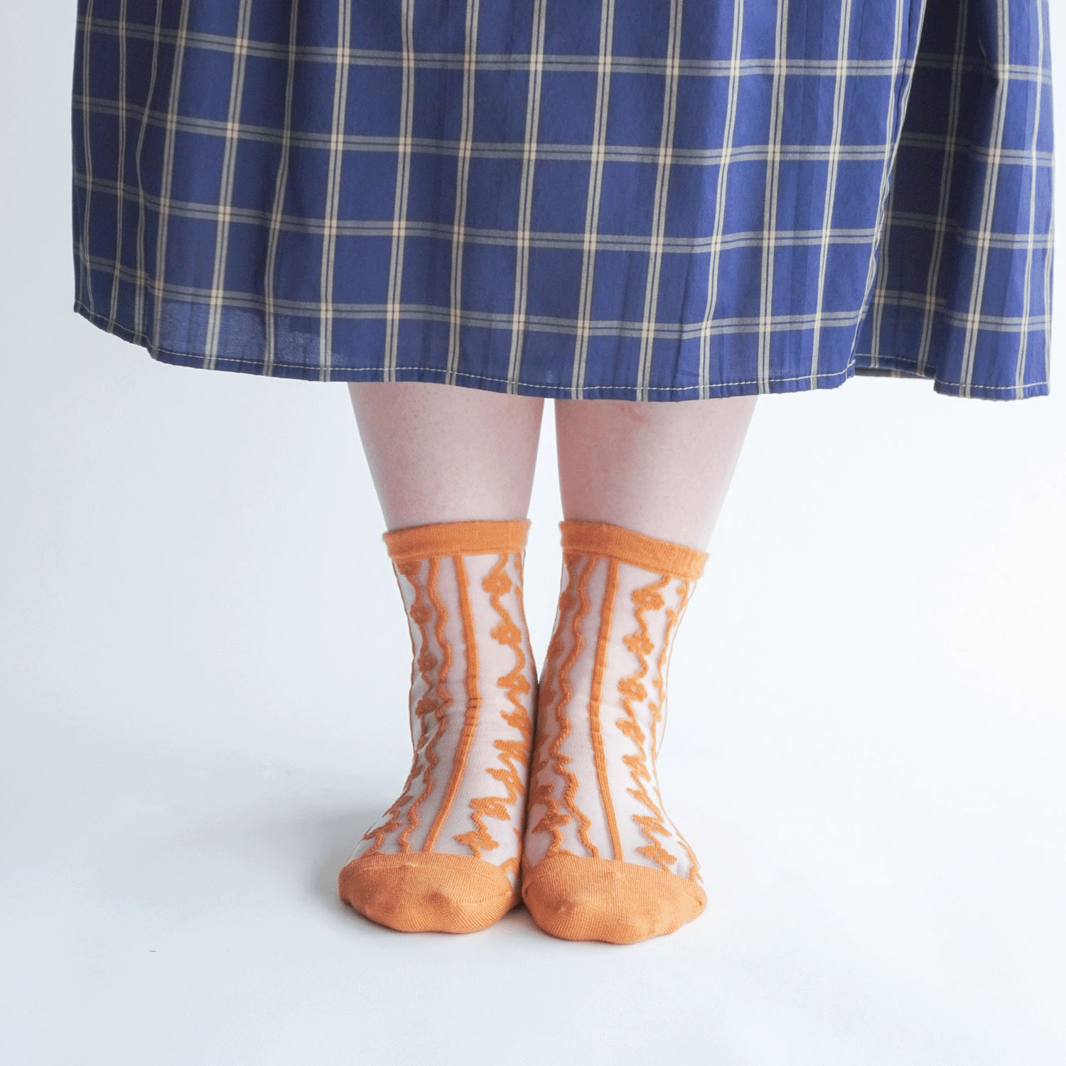 北欧調  お花 ストライプ柄 シースルーソックス - 画像11