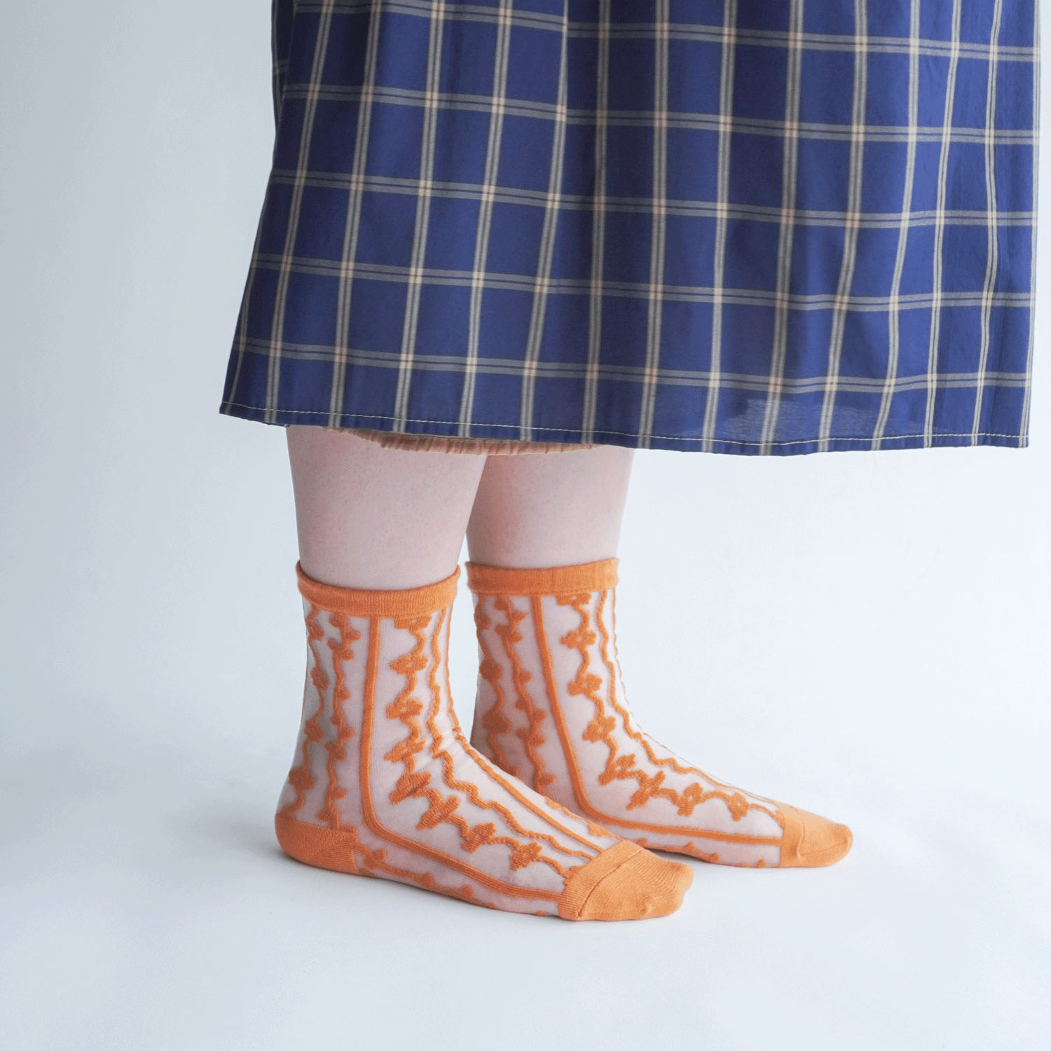 北欧調  お花 ストライプ柄 シースルーソックス - 画像12