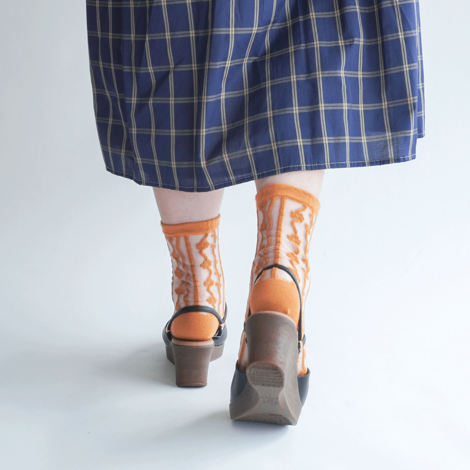 北欧調  お花 ストライプ柄 シースルーソックス - 画像17