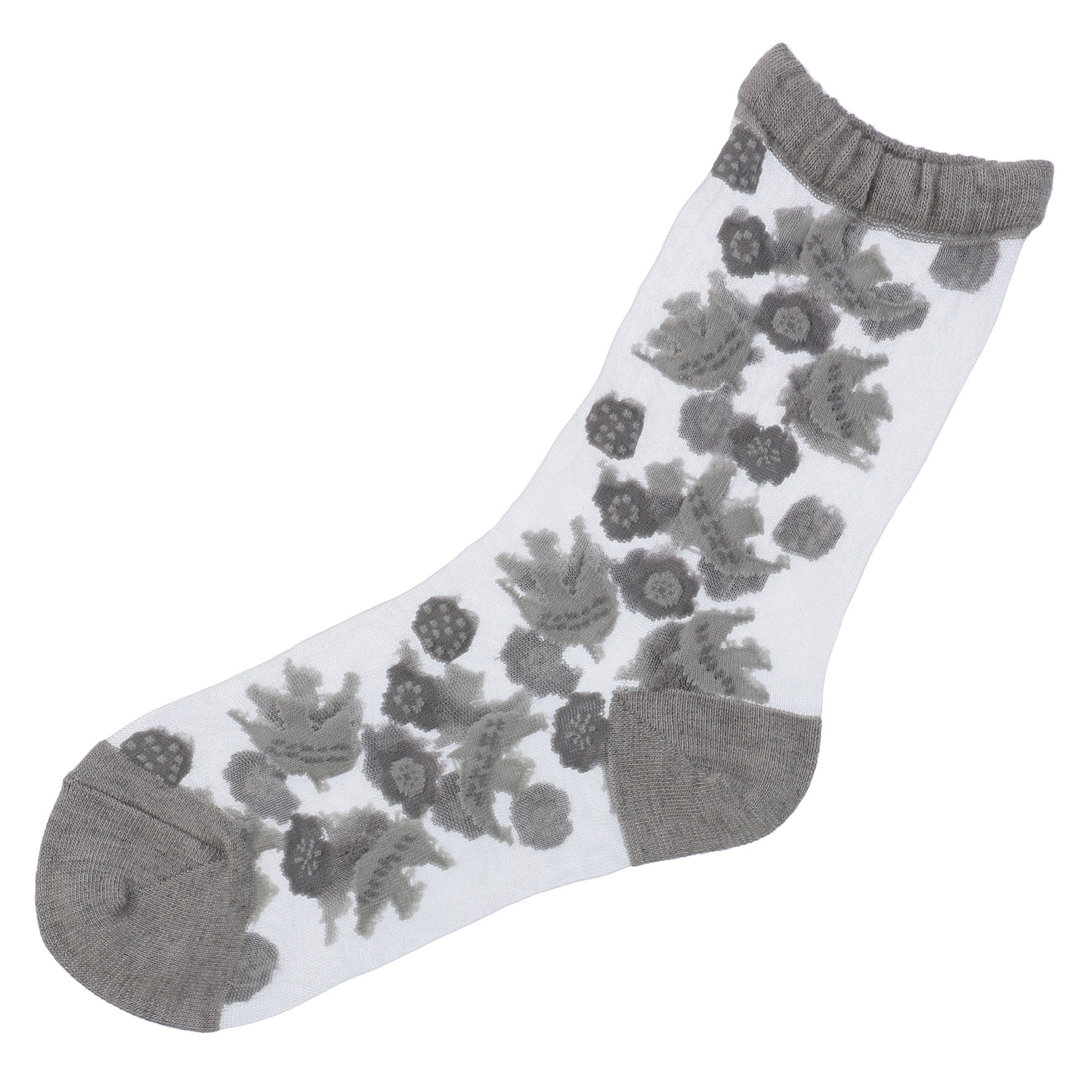 北欧調  鳥とお花総柄 シースルーソックス