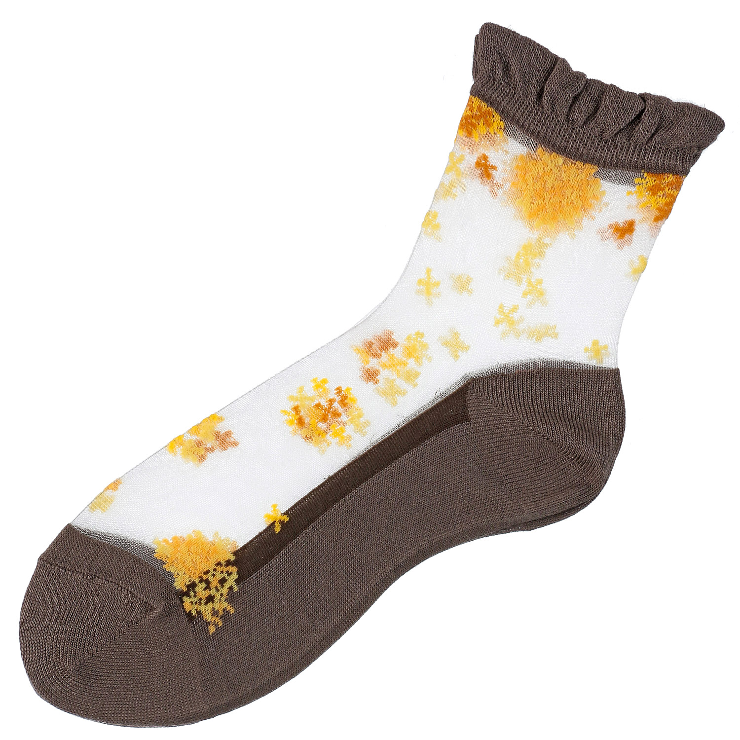 シースルーソックス クルー丈 シルク混 小花柄【在庫限り】 - 画像1