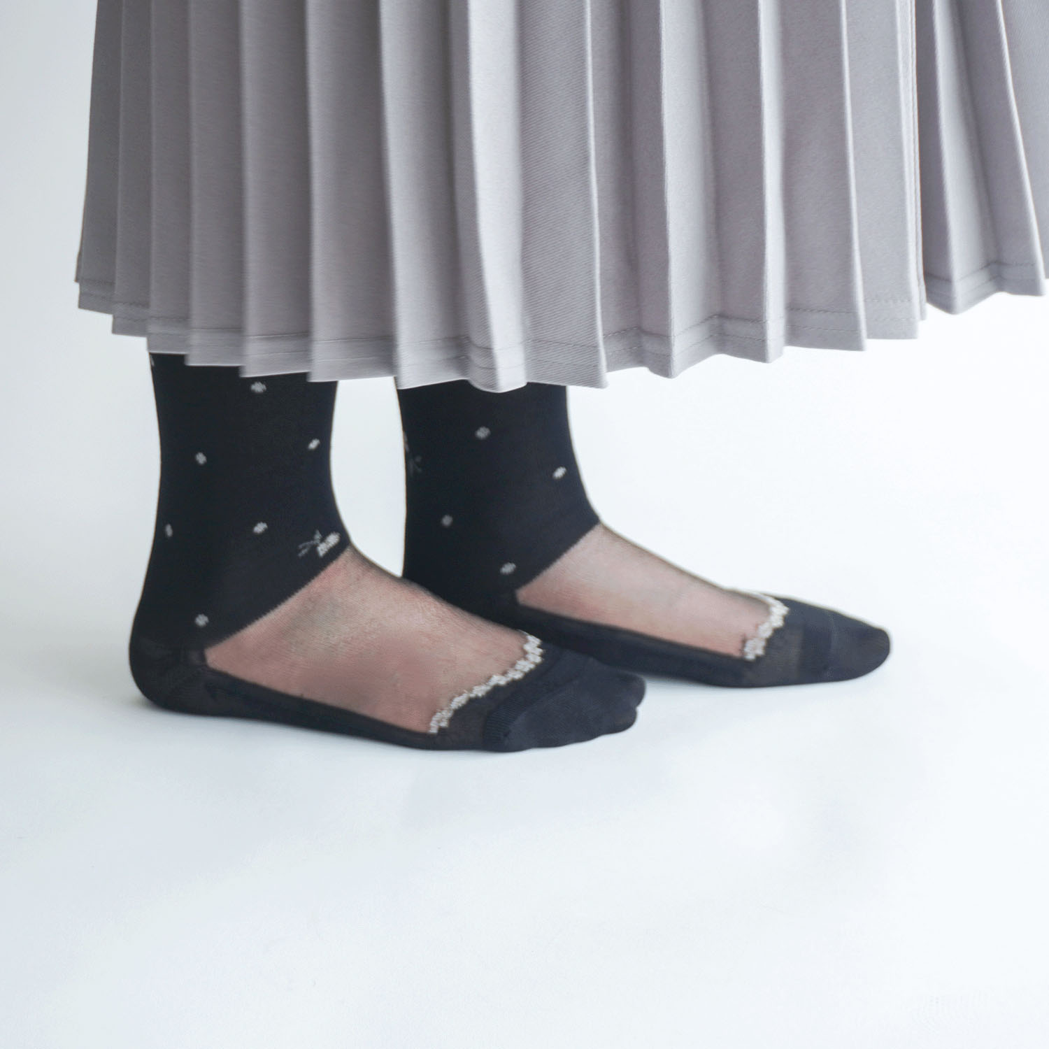 25AW新作 シースルー ハイソックス シルク混 お花柄【在庫限り】 - 画像11