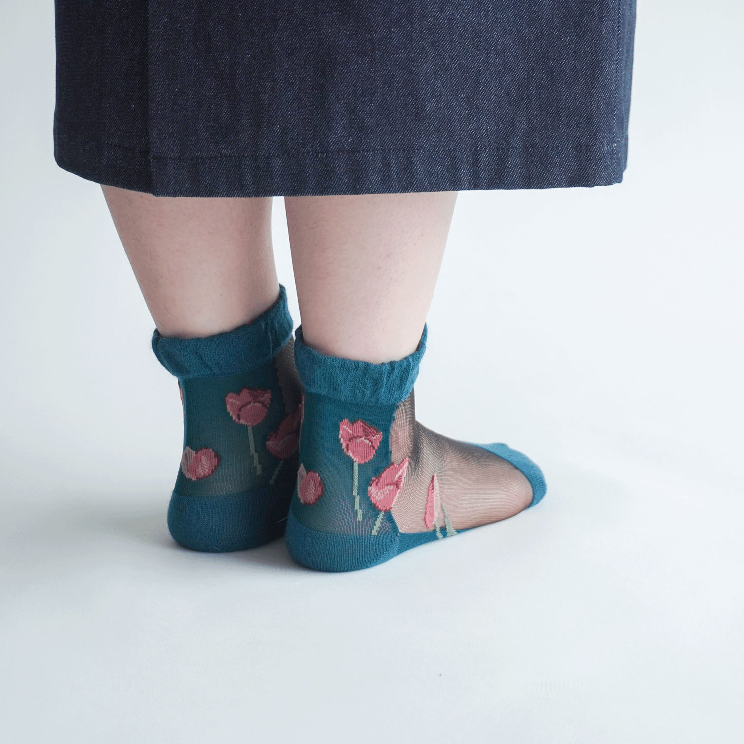 25AW  シースルーソックス クルー丈 アンゴラ混 チューリップ柄【在庫限り】 - 画像11