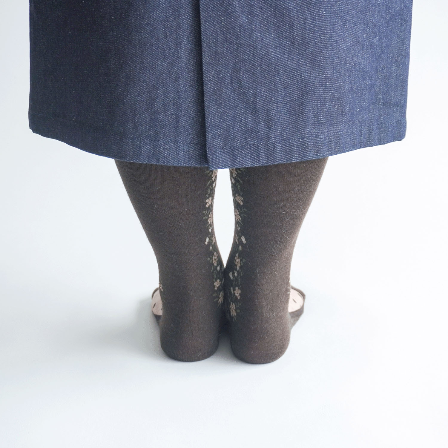 25AW新柄  シースルーソックス  ハイソックス アンゴラ混 お花柄【在庫限り】 - 画像5