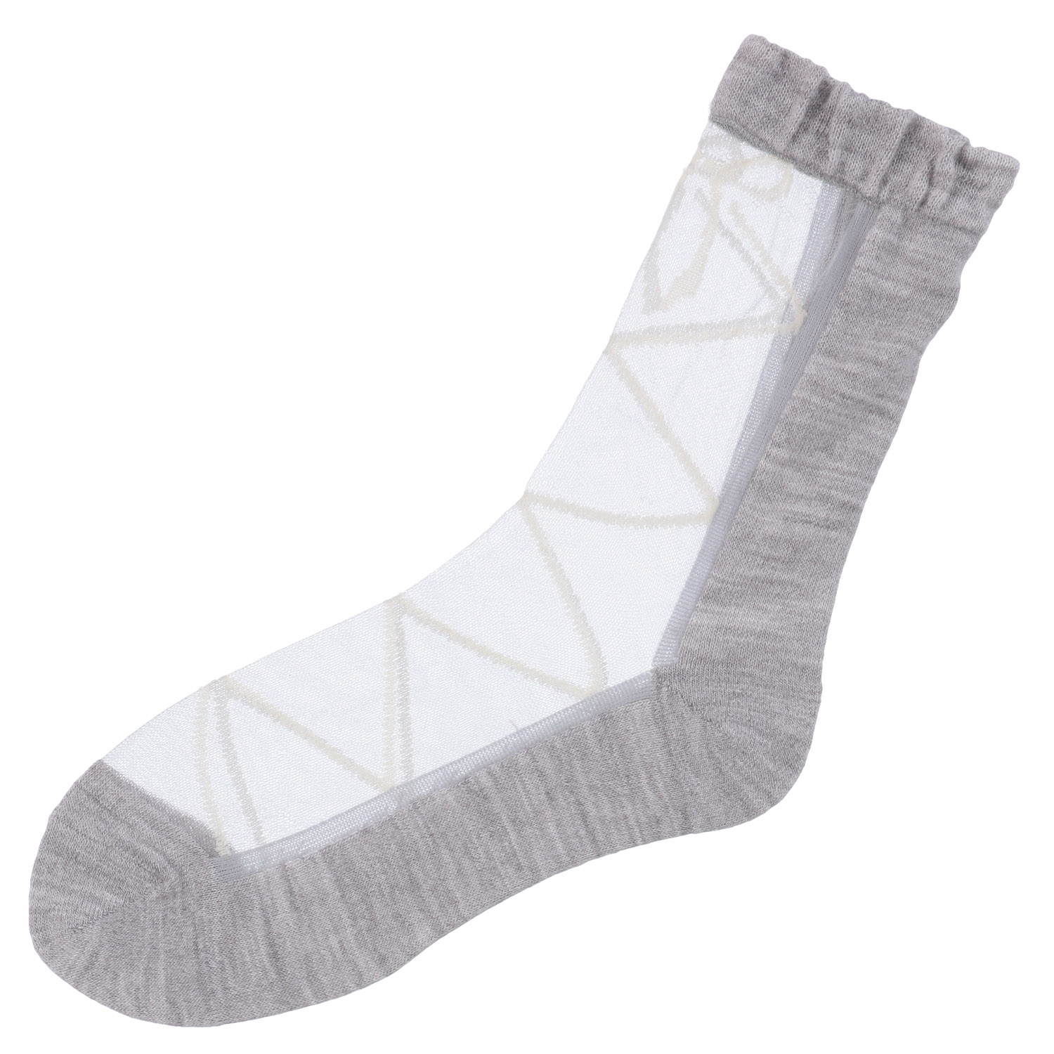 25AW新柄  シースルーソックス ハイクルー  カシミヤ混 リボン柄【在庫限り】 - 画像1