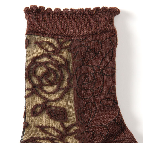 シースルーソックス アンゴラ混 レースばら柄  大寸【在庫限り】 - 画像2