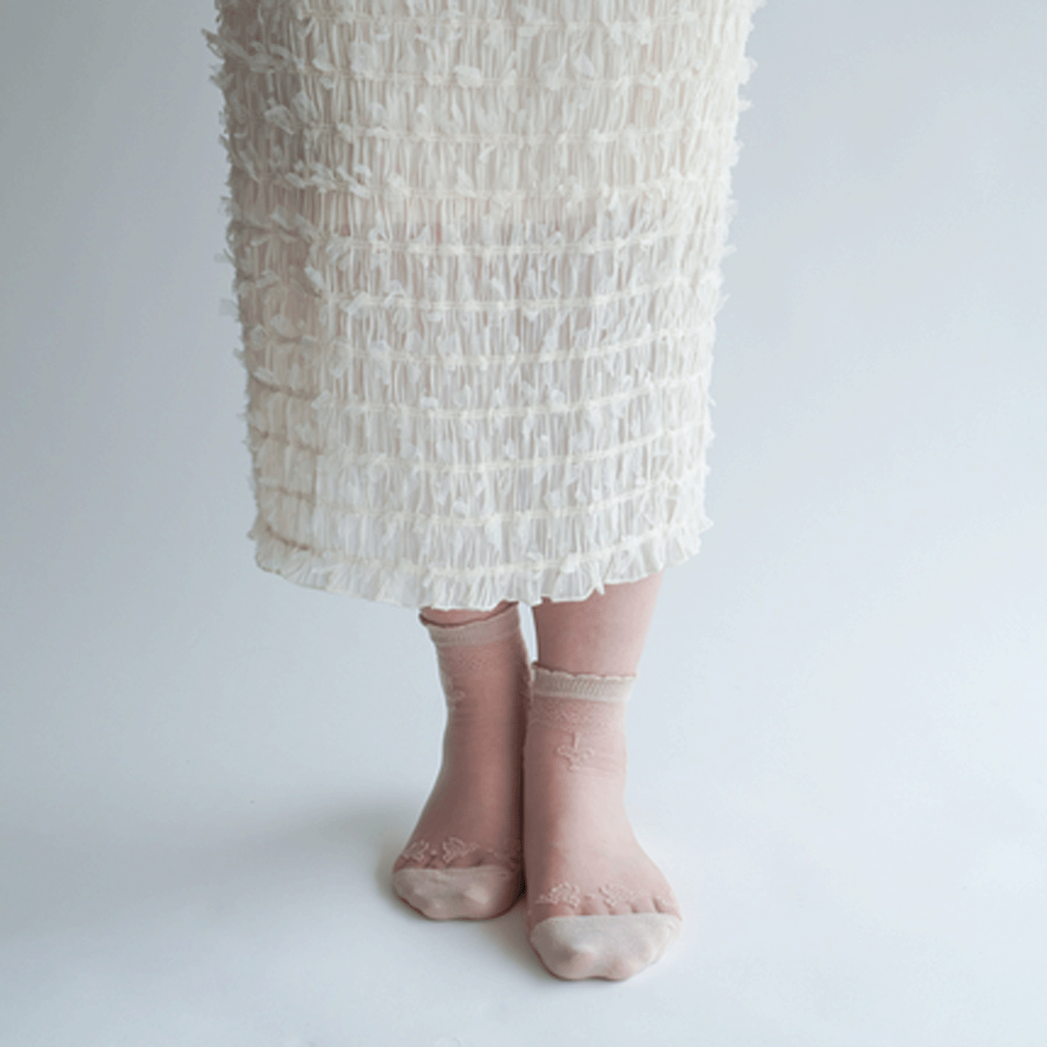 ≪大寸≫シースルーソックス 花・蝶柄 - 画像11