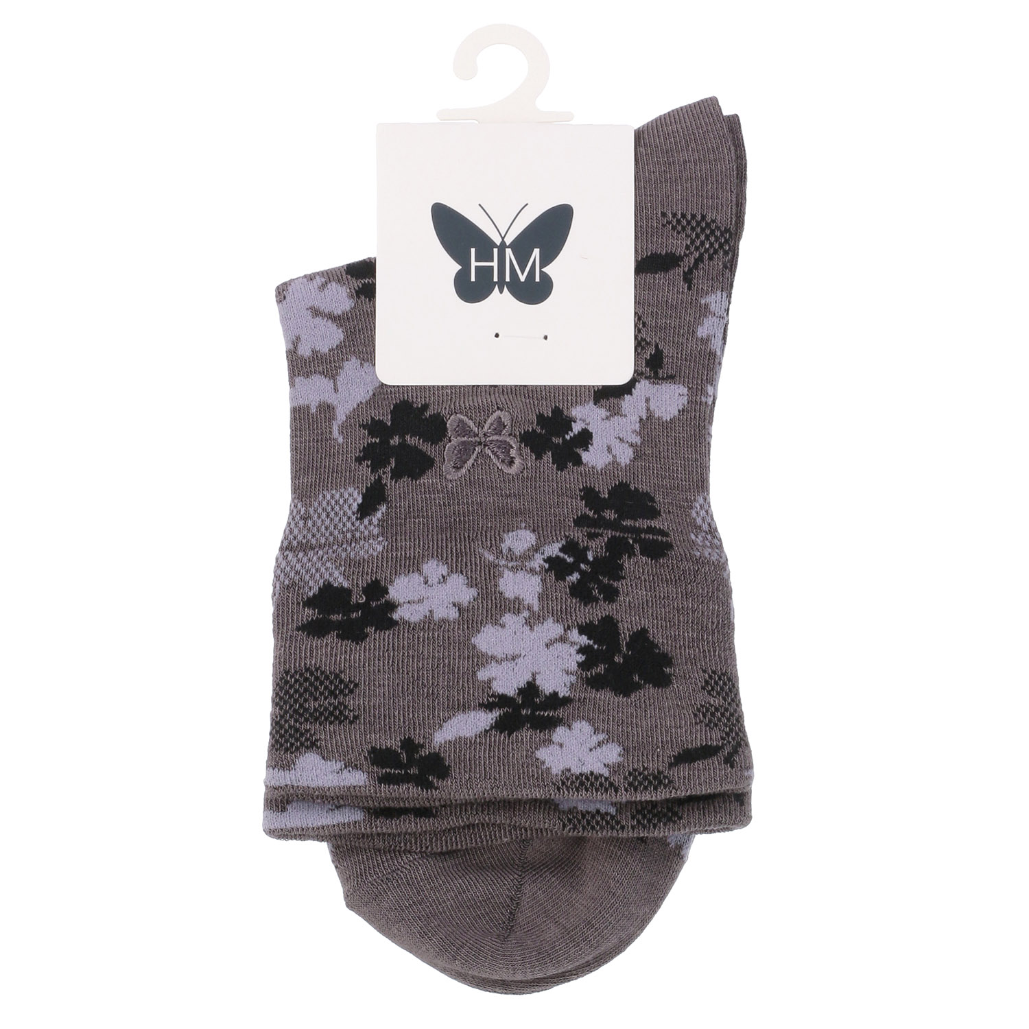 ハナエモリ 綿レーヨン 総柄 クルー丈ソックス【在庫限り】 - 画像2