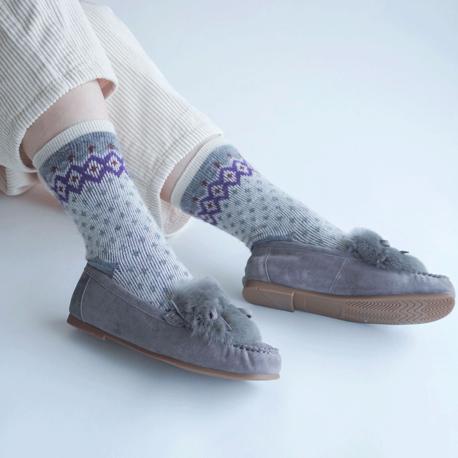 【レッドのみ】ギュレ 表起毛 ノルディック柄 靴下 日本製【在庫限り】 - 画像12