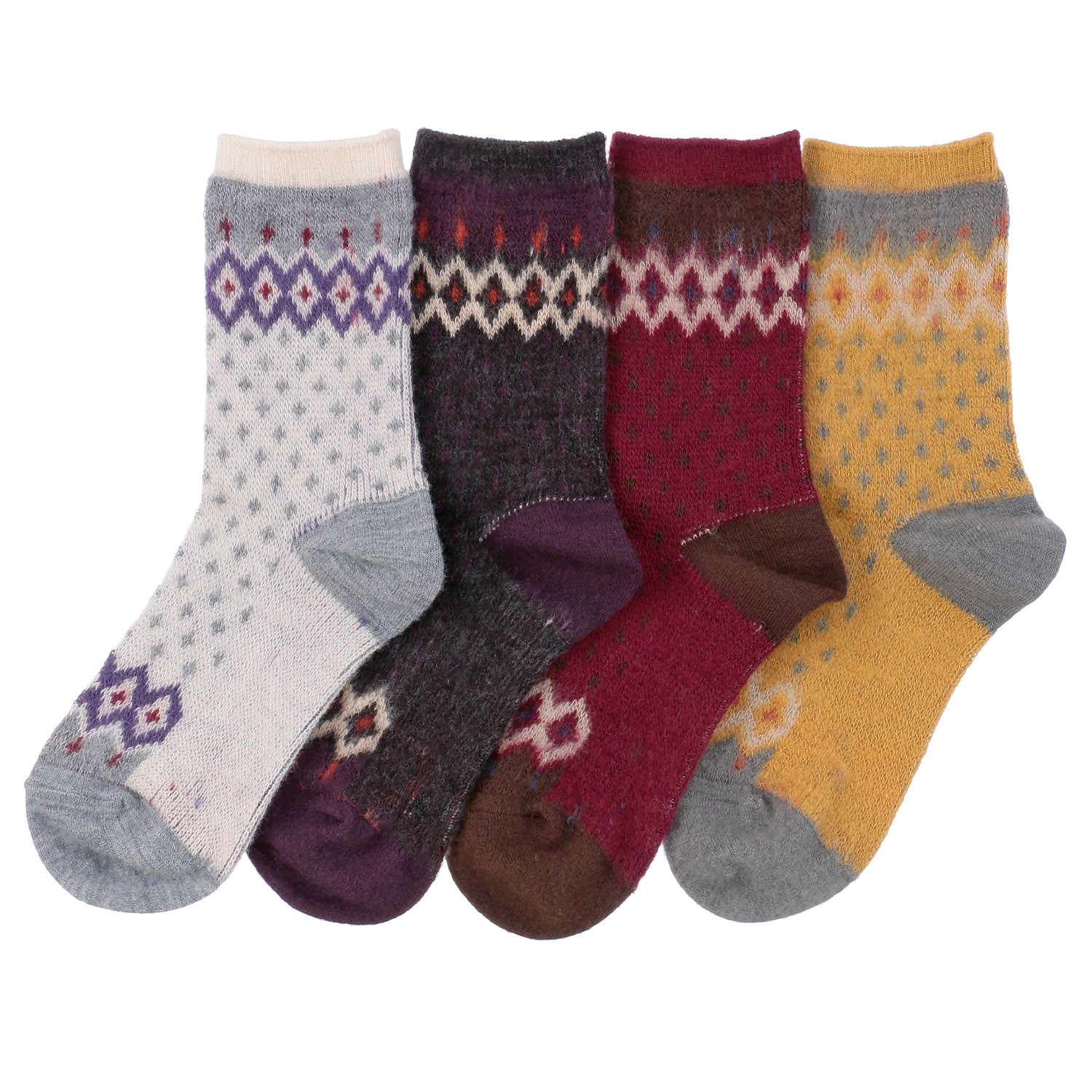 【レッドのみ】ギュレ 表起毛 ノルディック柄 靴下 日本製【在庫限り】