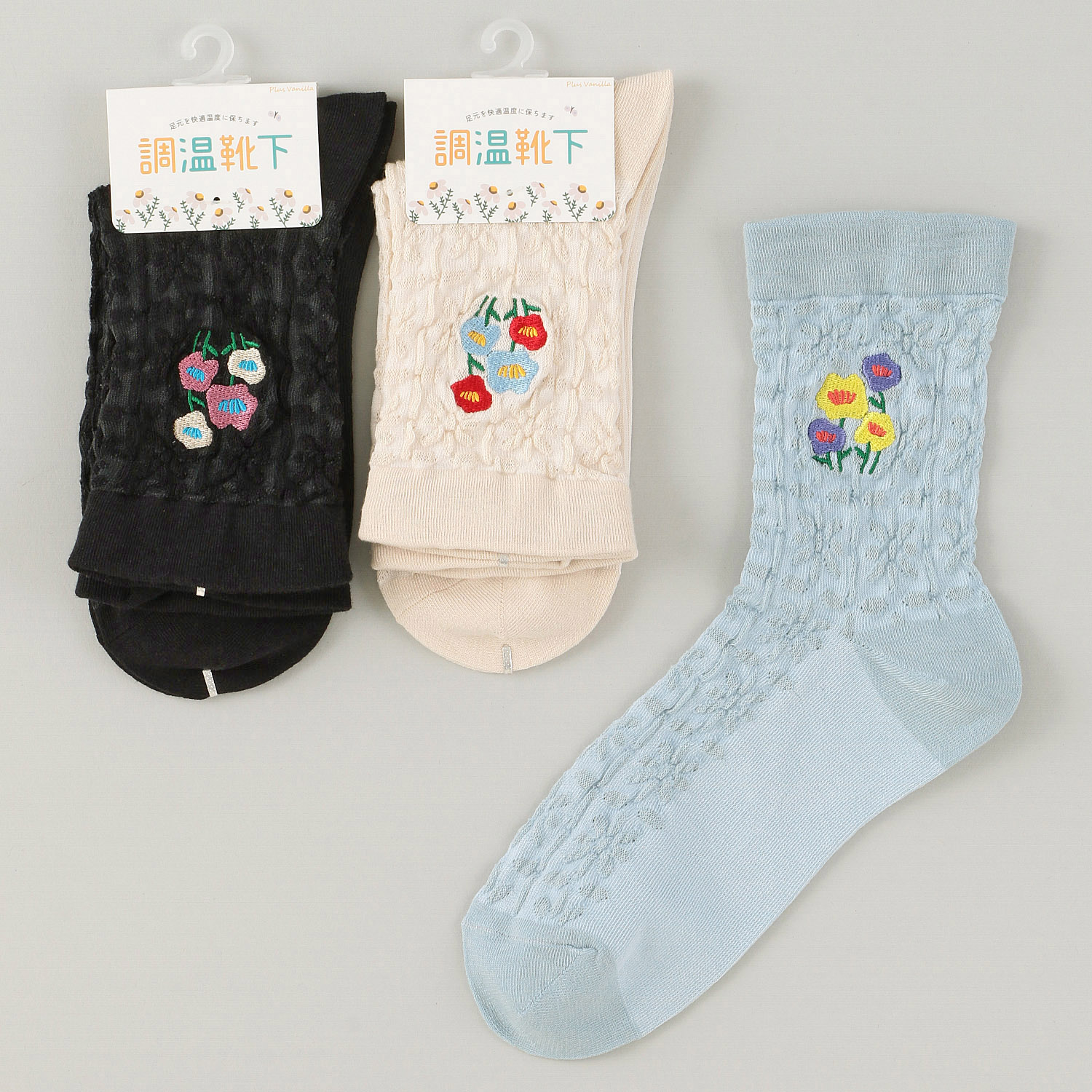 Natural Collection  クルー丈  フロートフラワー 靴下 - 画像1