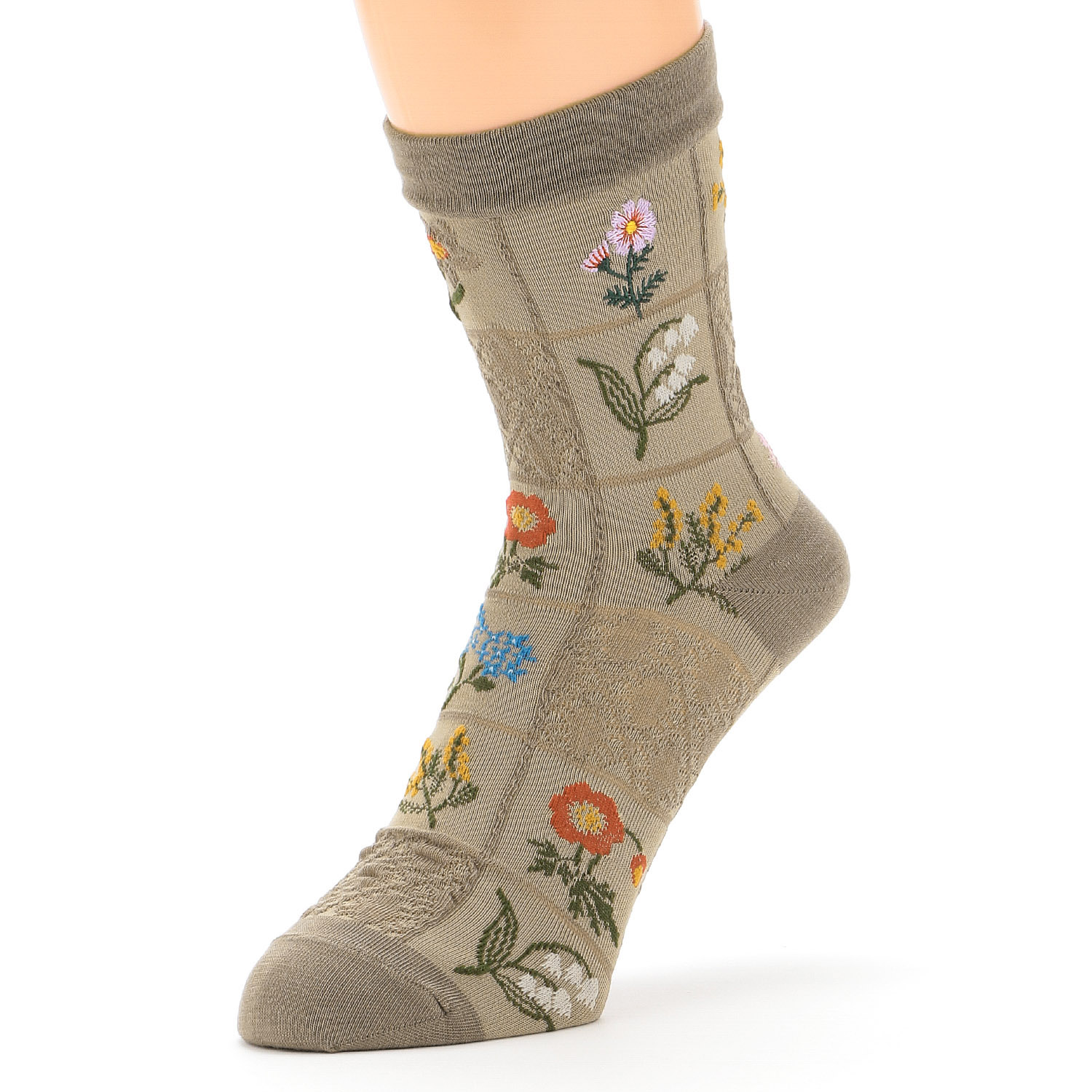 Natural Collection  クルー丈  パッチワークフラワー 靴下 - 画像2