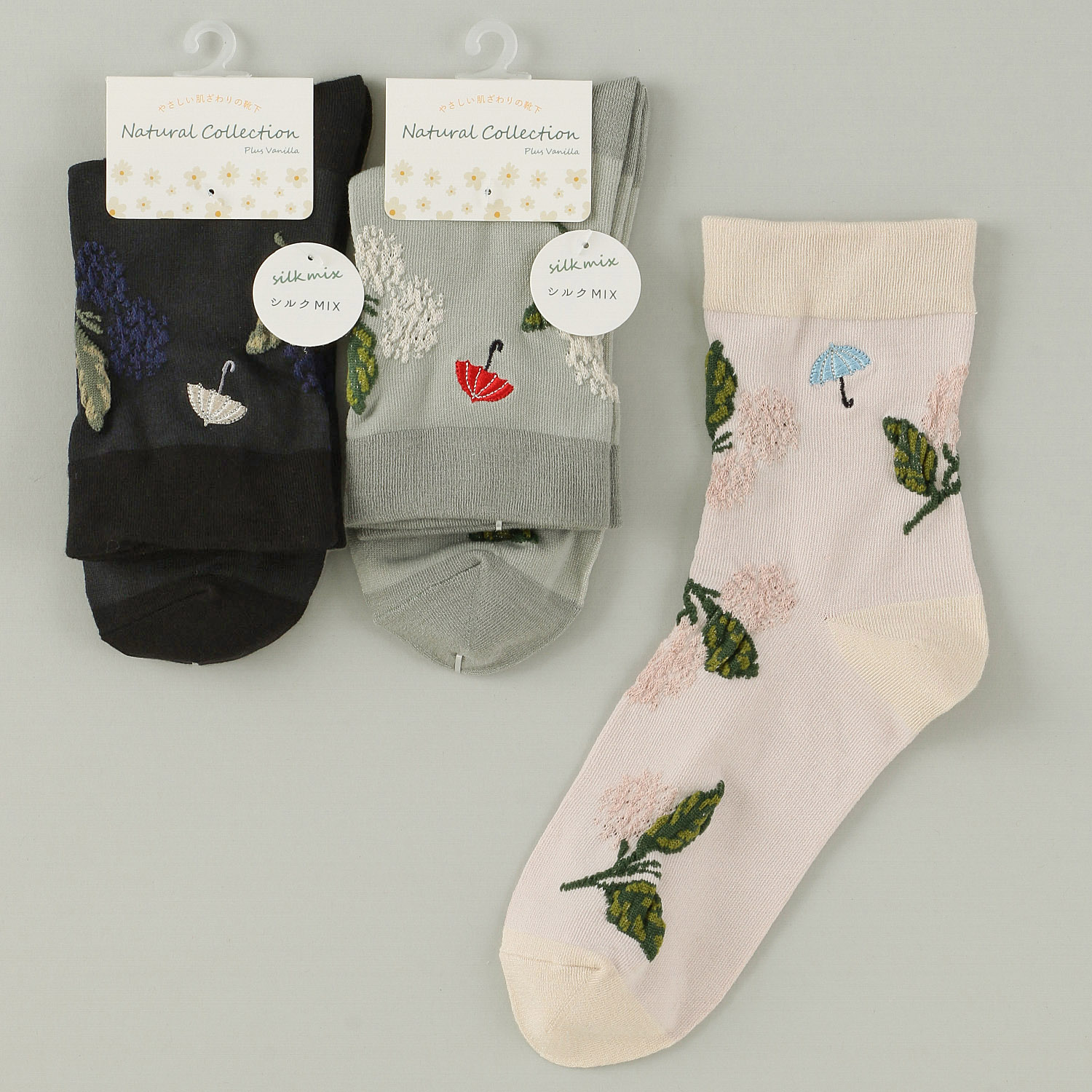 Natural Collection  クルー丈 シルクMIX 薄手 靴下 - 画像1