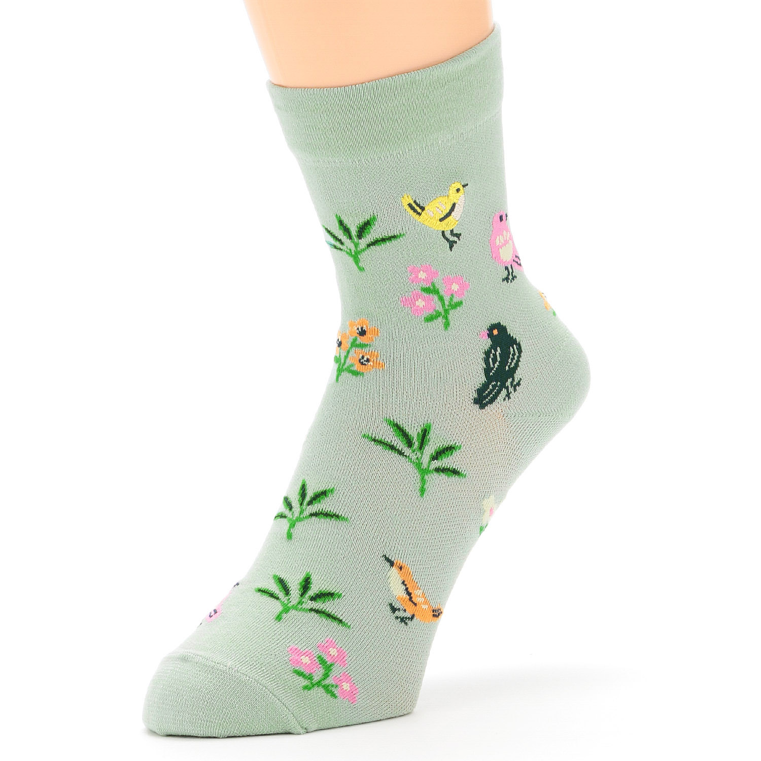 Natural Collection クルー丈 超冷感  小鳥柄 靴下 - 画像2