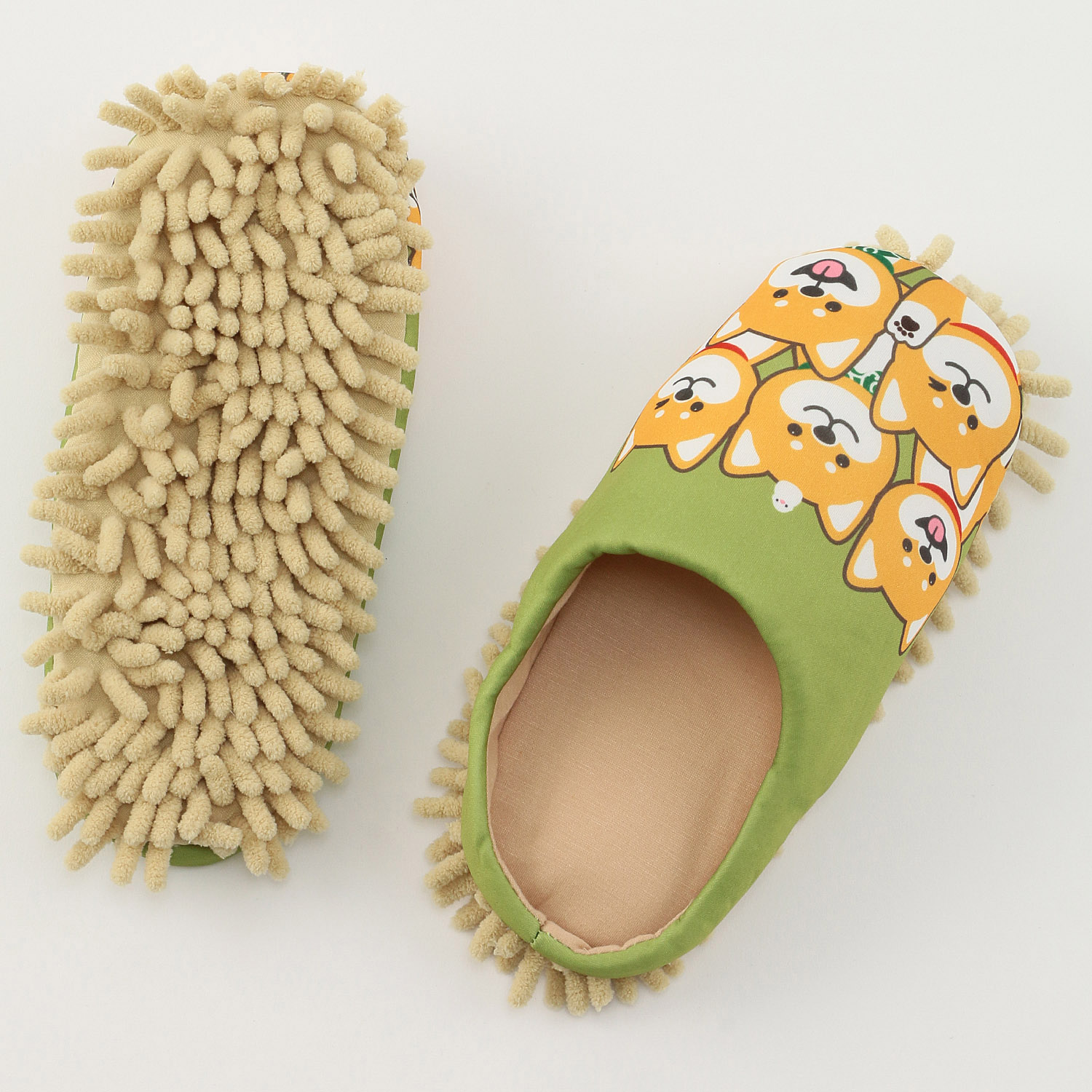 モップ付きルームシューズ シバ犬いっぱい - 画像3