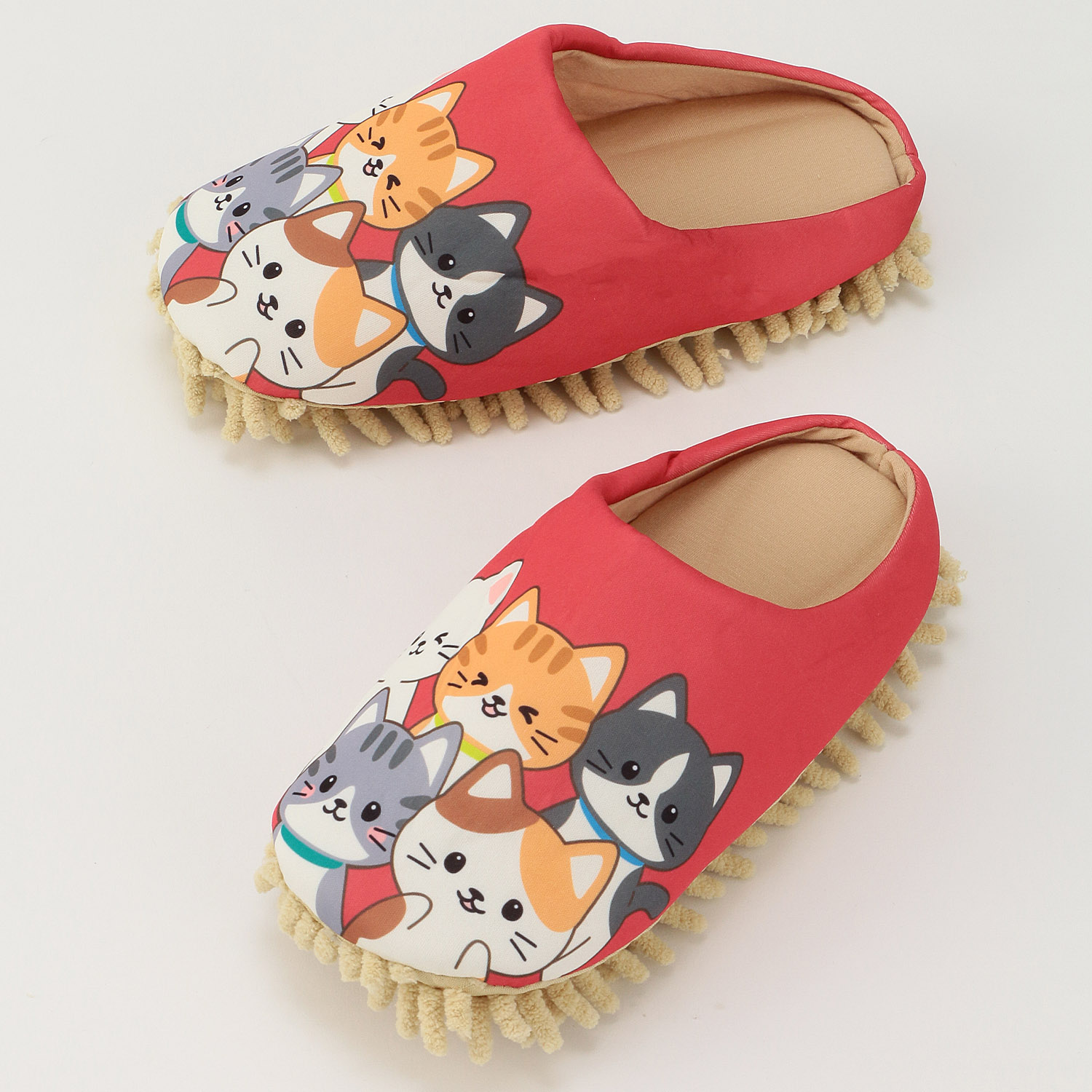 モップ付きルームシューズ ネコいっぱい - 画像2