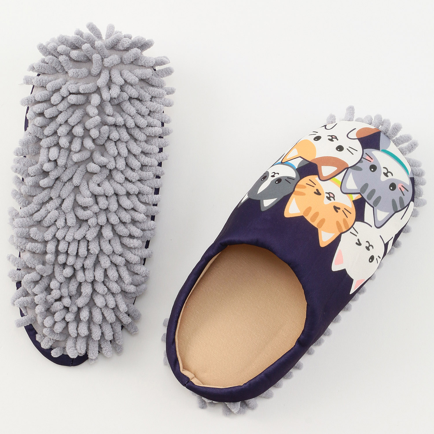 モップ付きルームシューズ ネコいっぱい - 画像4