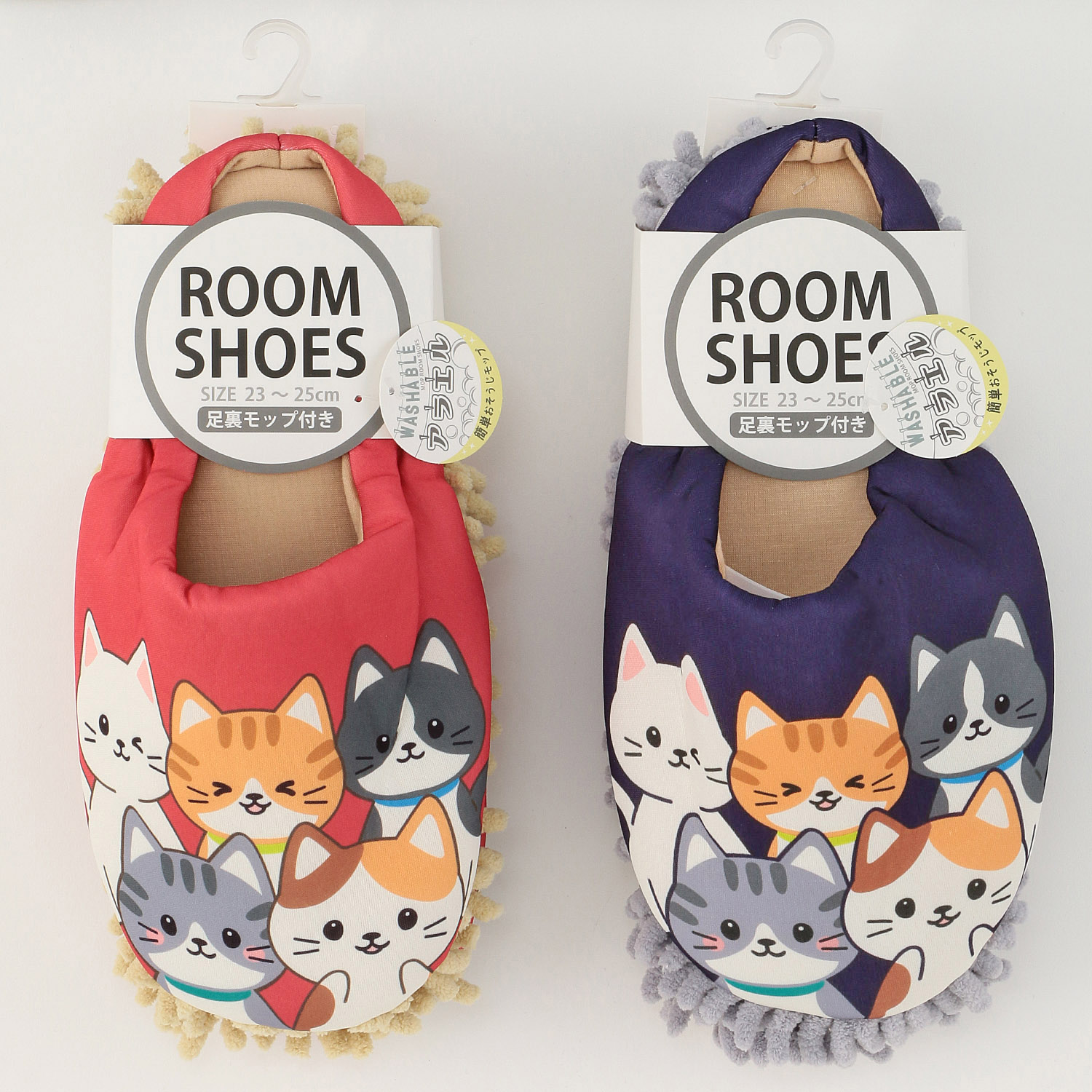 モップ付きルームシューズ ネコいっぱい - 画像1