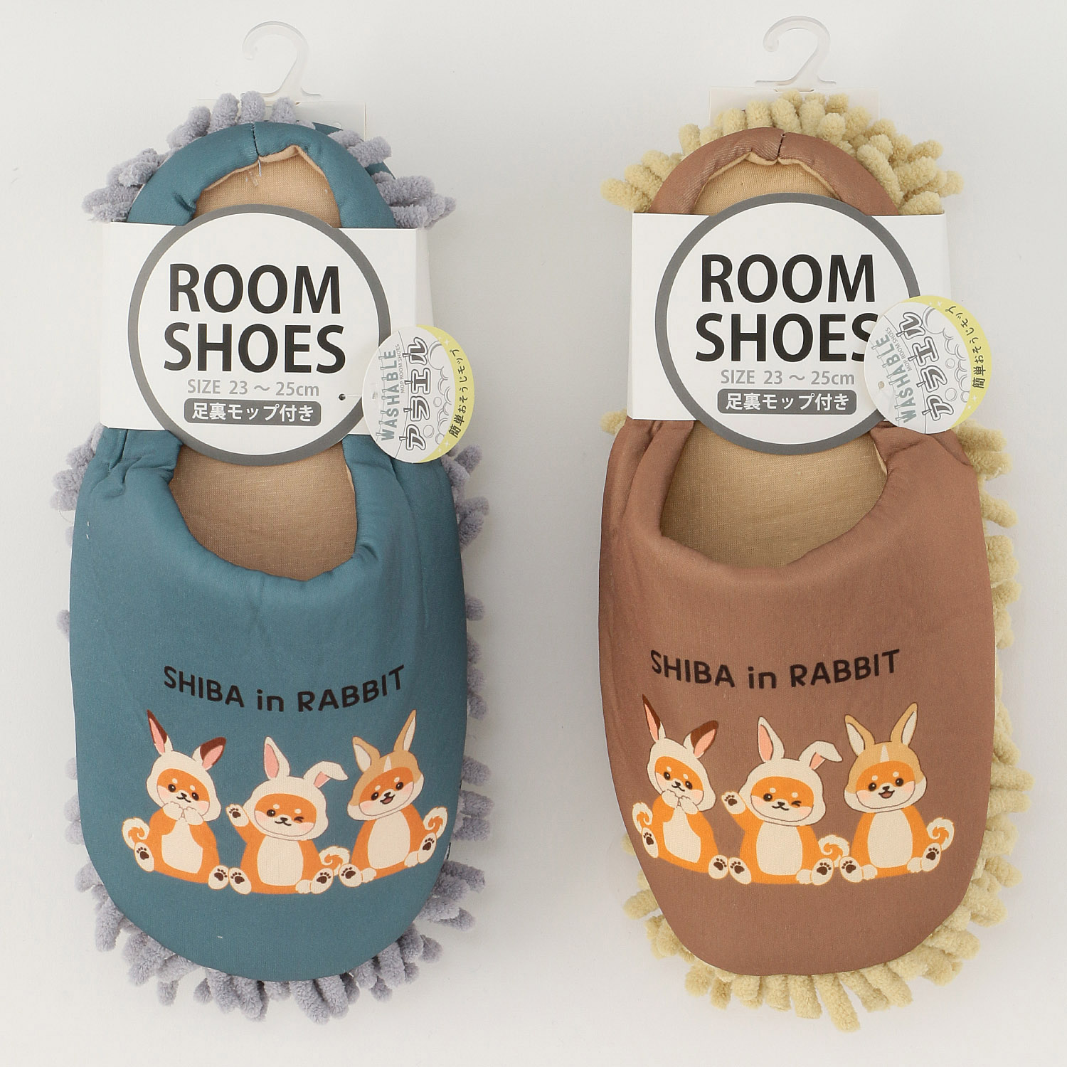 モップ付きルームシューズ シバうさぎ - 画像1