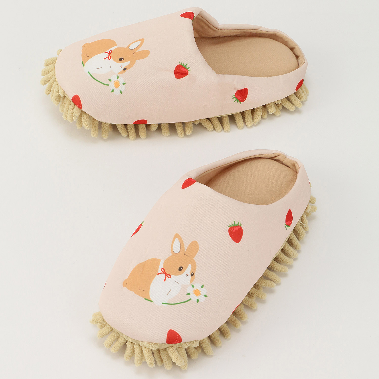 モップ付きルームシューズ 苺ウサギ - 画像2