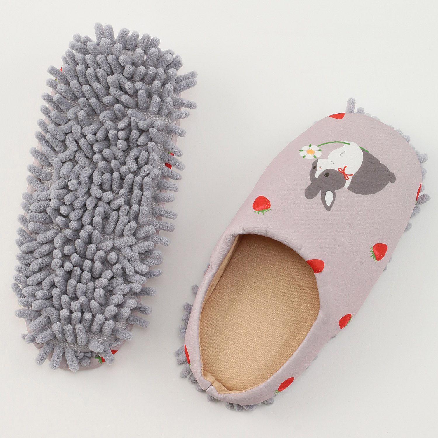 モップ付きルームシューズ 苺ウサギ - 画像4