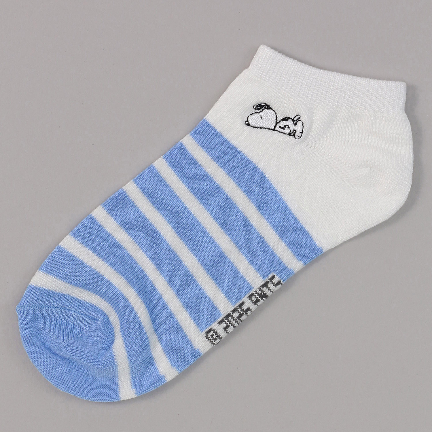 スニーカー丈  冷感ソックス ボーダー 刺しゅう 靴下 - 画像2