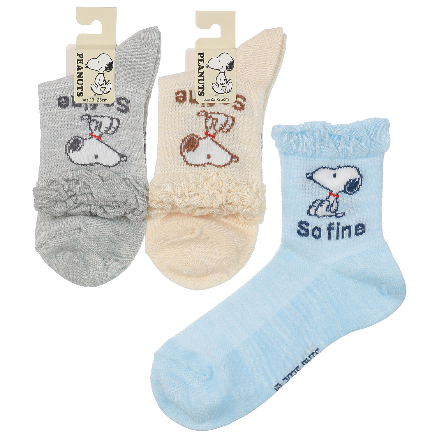 クルー丈  スヌーピー  メッシュ 靴下 - 画像1