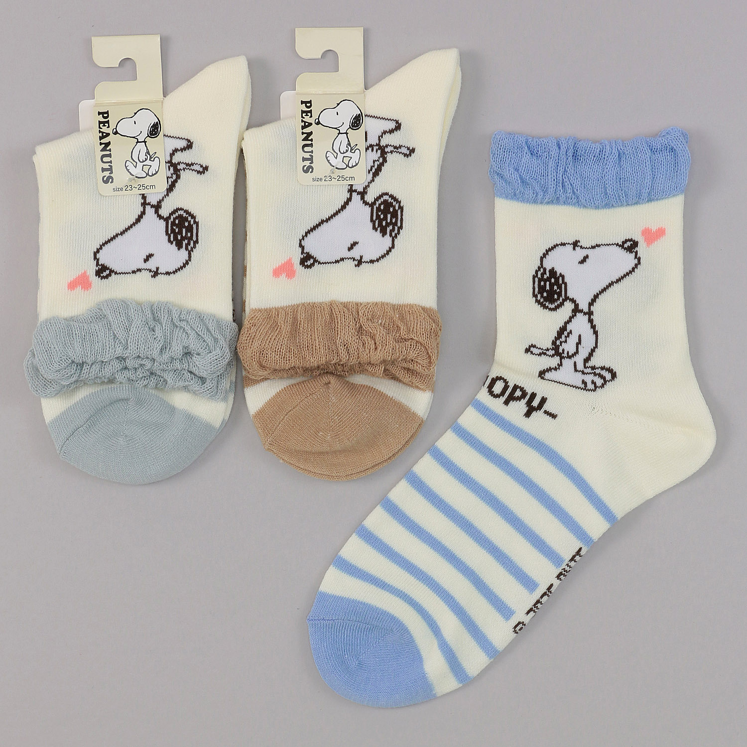 クルー丈 スヌーピー ハート  靴下 - 画像1