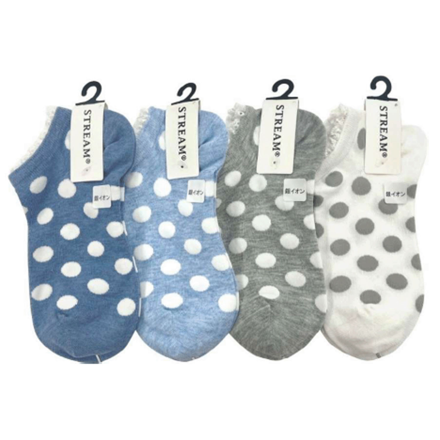 STREAM ドット柄 レース付 スニーカー丈 靴下