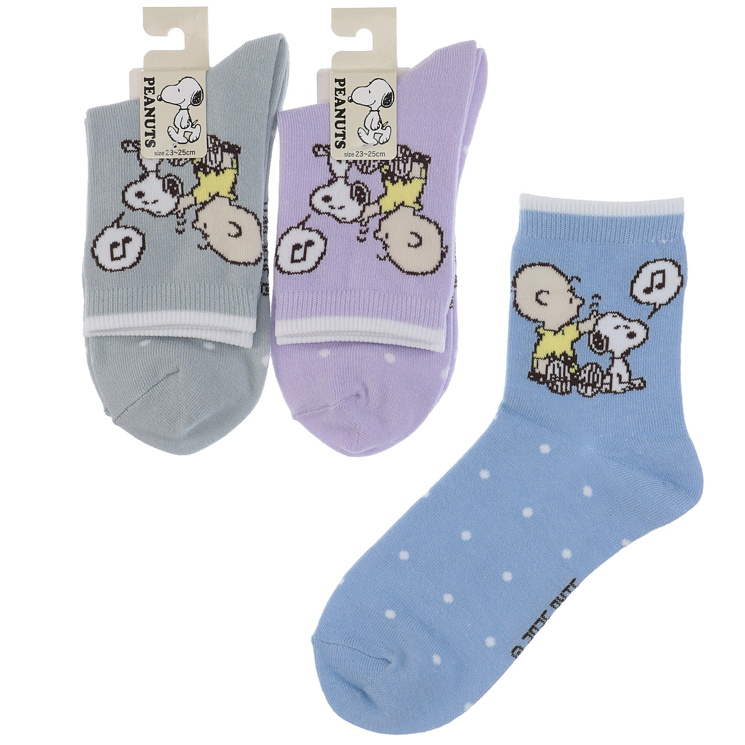 クルー丈  スヌーピー サイド柄 靴下 - 画像1