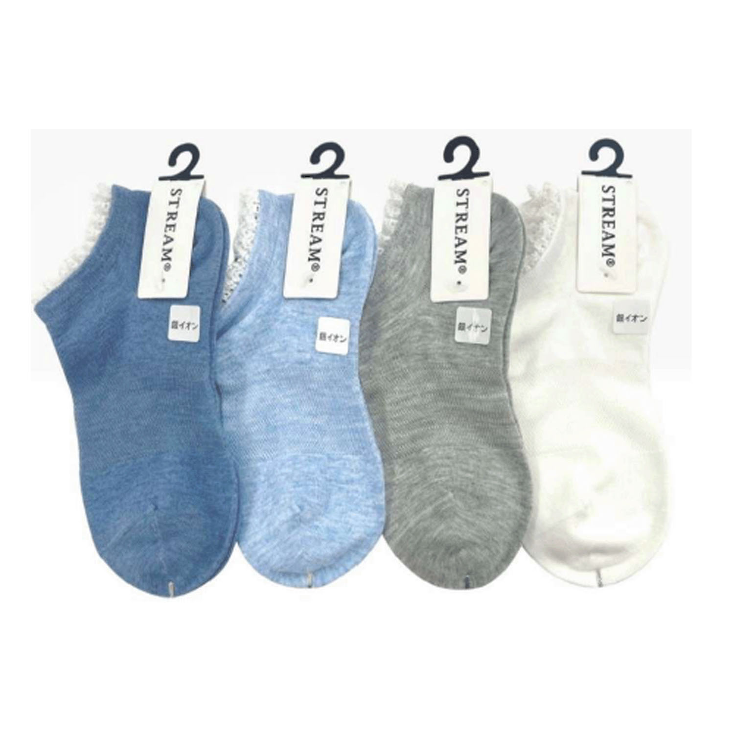 STREAM 鹿の子編み  レース付 スニーカー丈 靴下 - 画像1