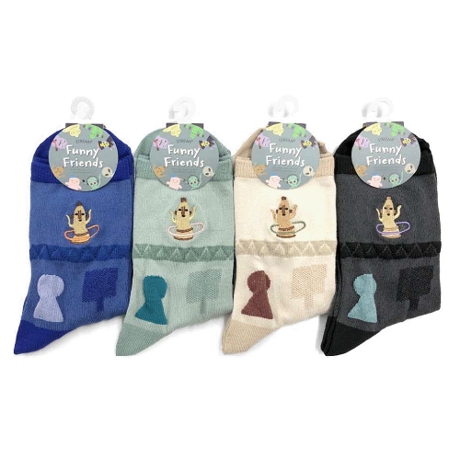 STREAM   Funny Friends フラフープハニワ  刺しゅう クルー丈 靴下