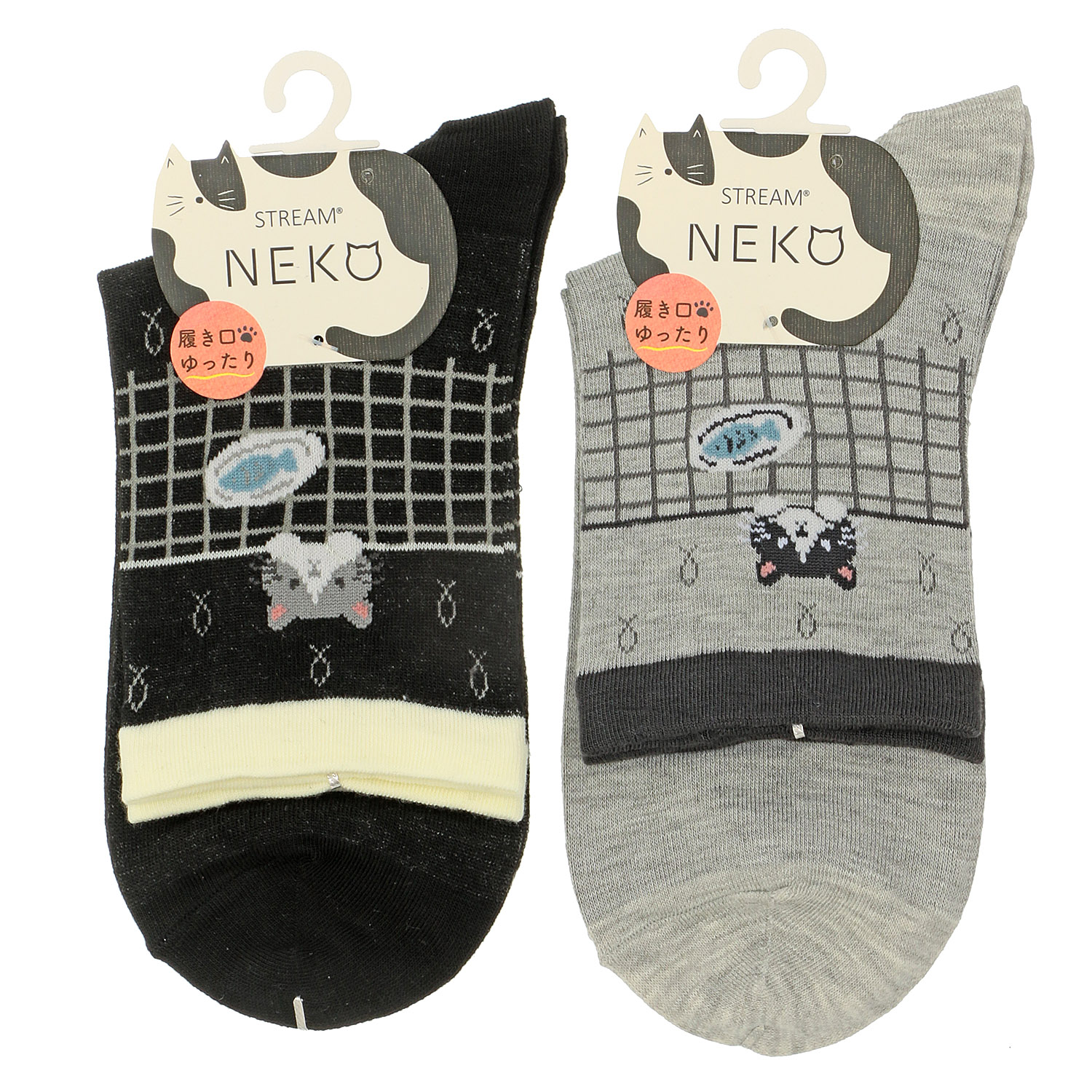 STREAM   ねことお魚 ロークルー 靴下 - 画像2
