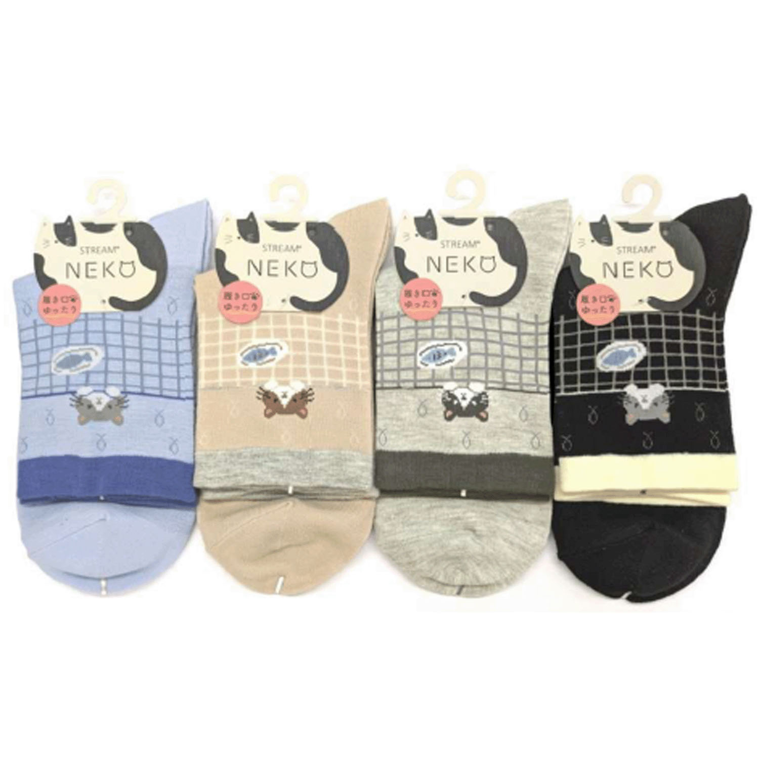 STREAM   ねことお魚 ロークルー 靴下