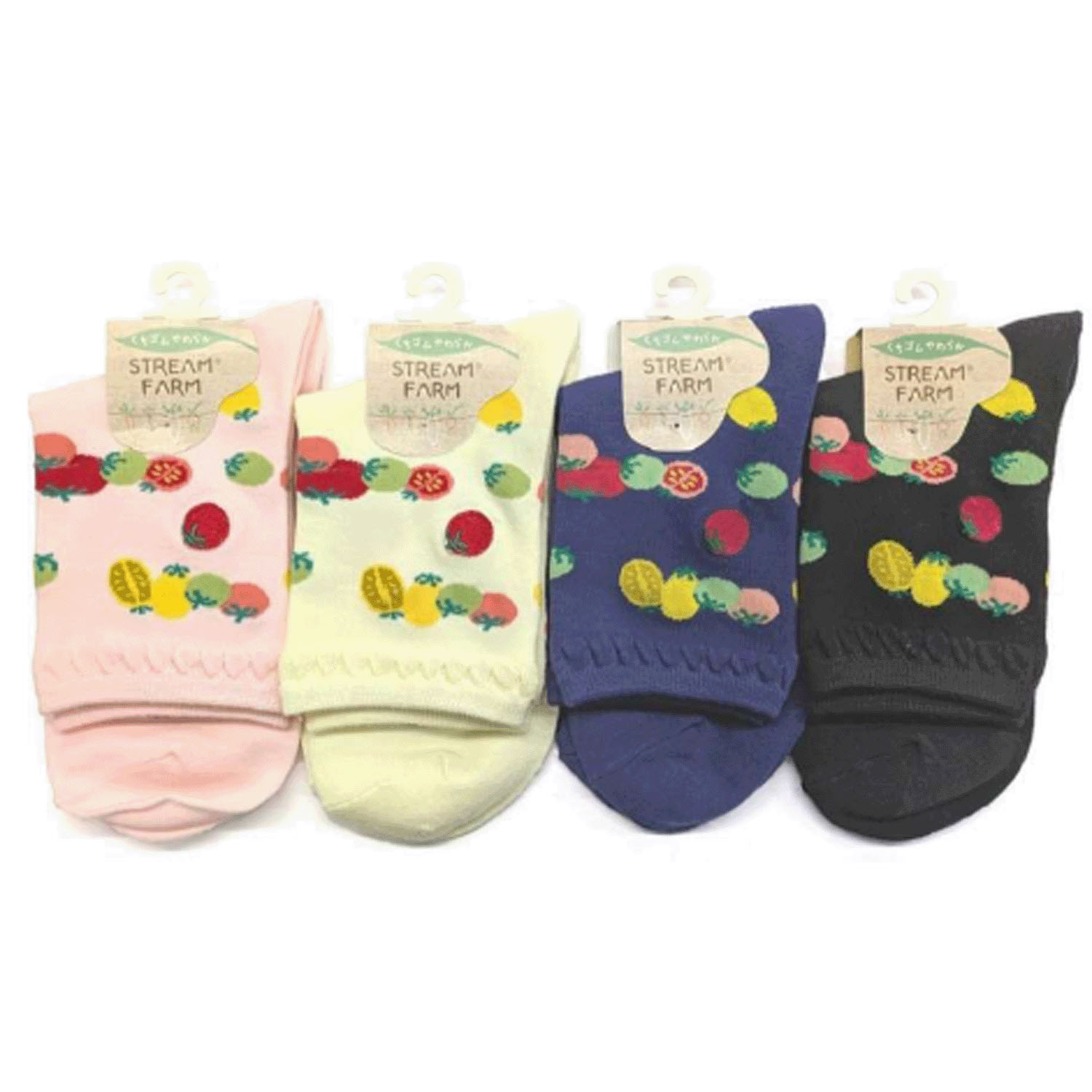 STREAM   トマト部分刺繍 クルー丈 靴下